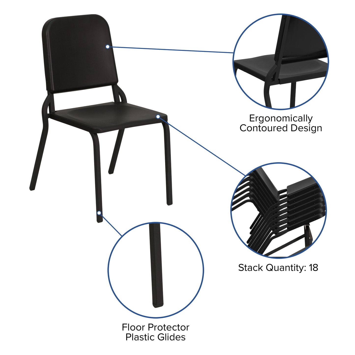 HERCULES Series Black High Density Stackable Melody Band/Music Chair Black