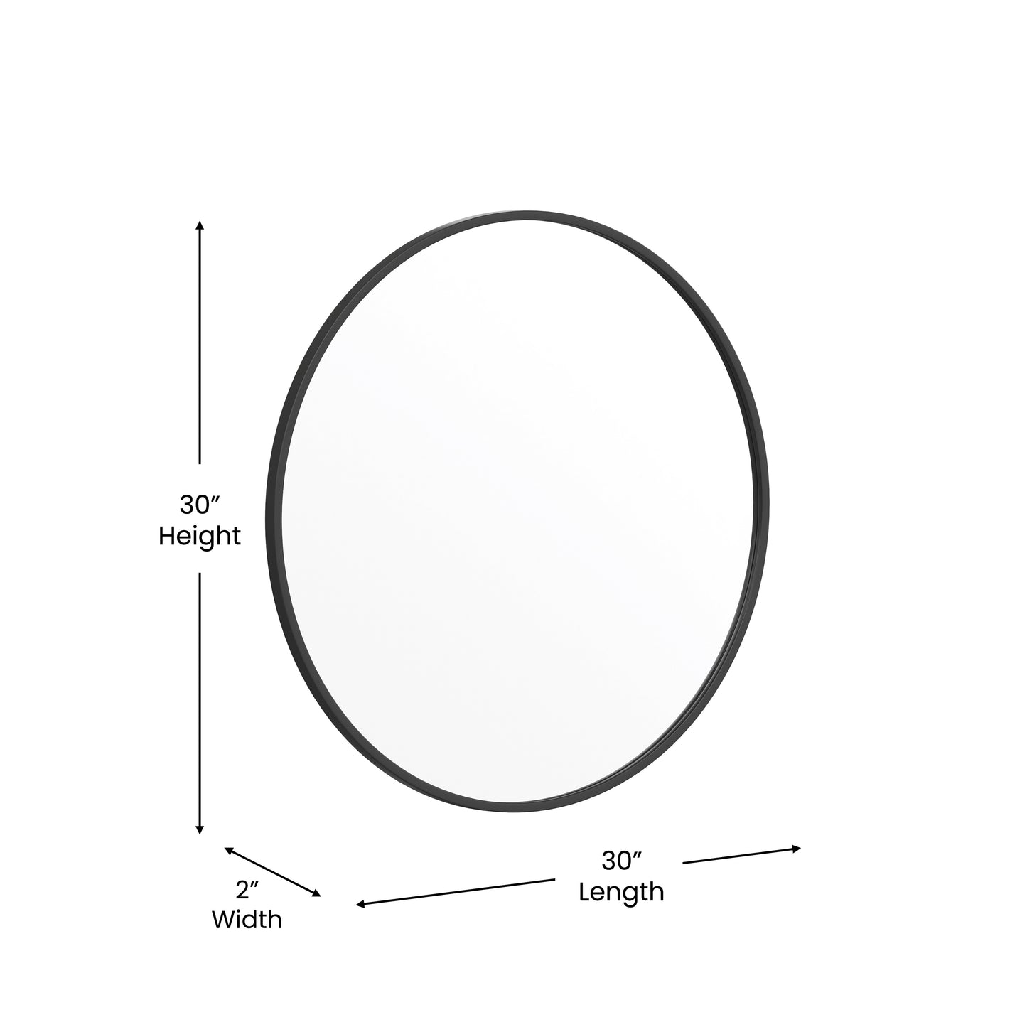 Julianne 30" Round Black Metal Framed Wall Mirror - Large Accent Mirror for Bathroom, Vanity, Entryway, Dining Room, & Living Room Black
