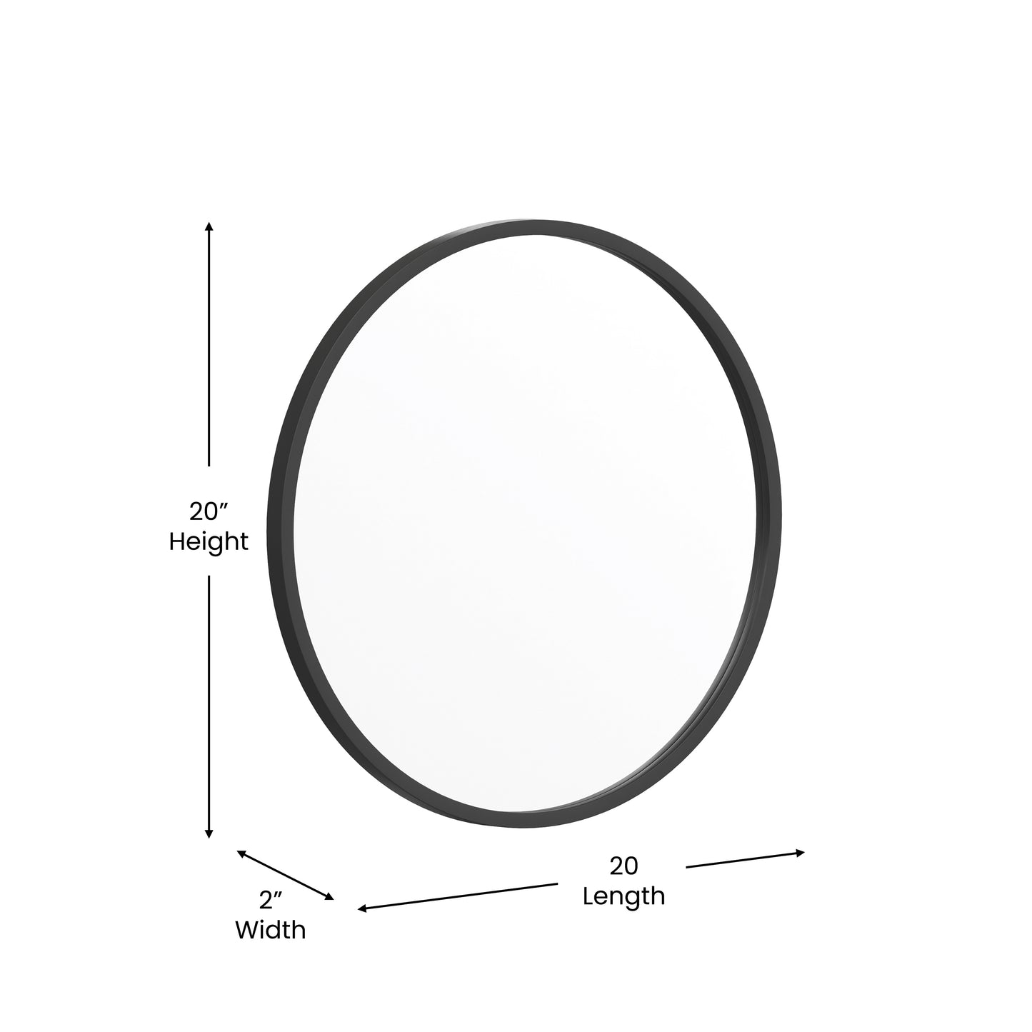 Julianne 20" Round Black Metal Framed Wall Mirror - Large Accent Mirror for Bathroom, Vanity, Entryway, Dining Room, & Living Room Black