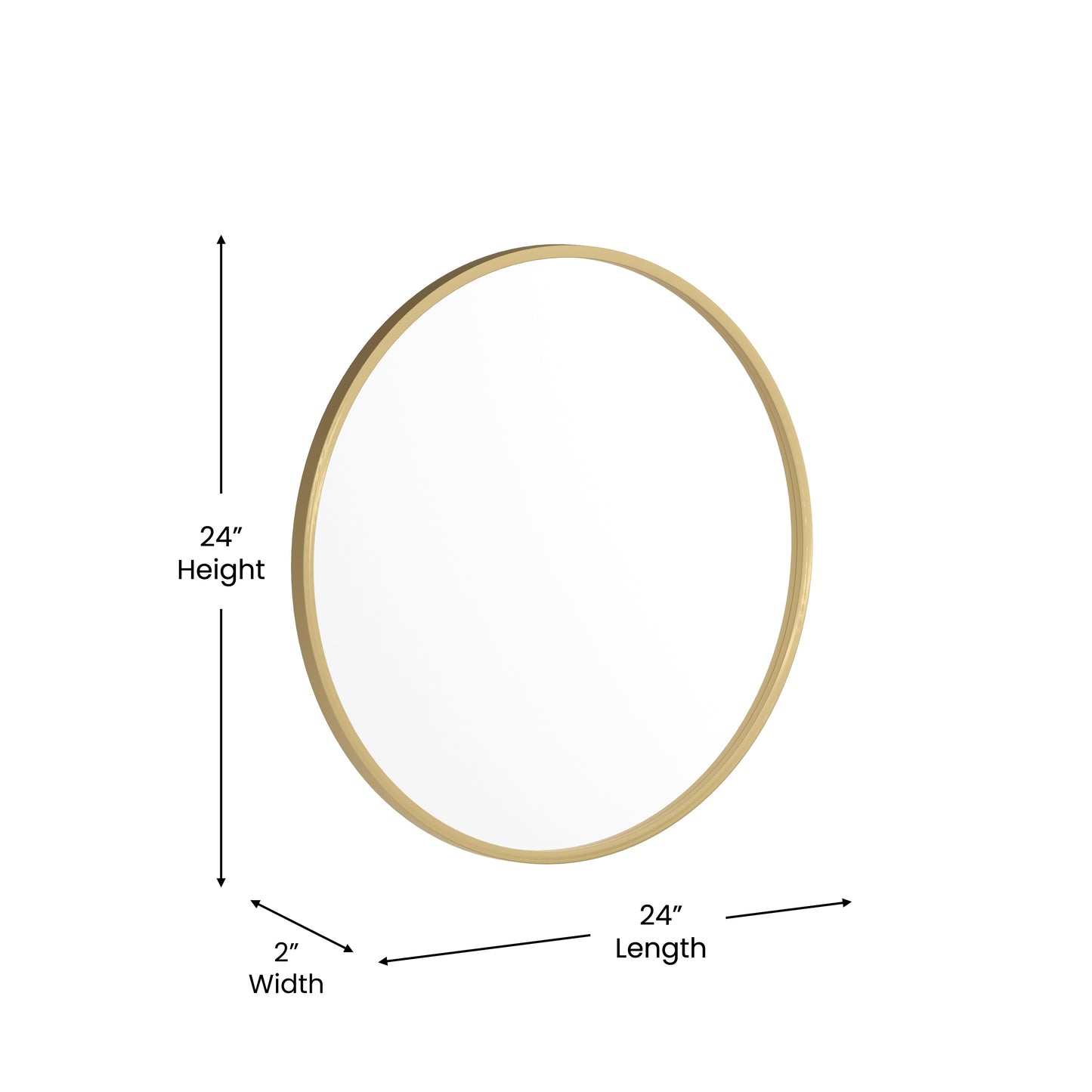 Julianne 24" Round Gold Metal Framed Wall Mirror - Large Accent Mirror for Bathroom, Vanity, Entryway, Dining Room, & Living Room Gold HFKHD-4GD-CRE8-391315-GG