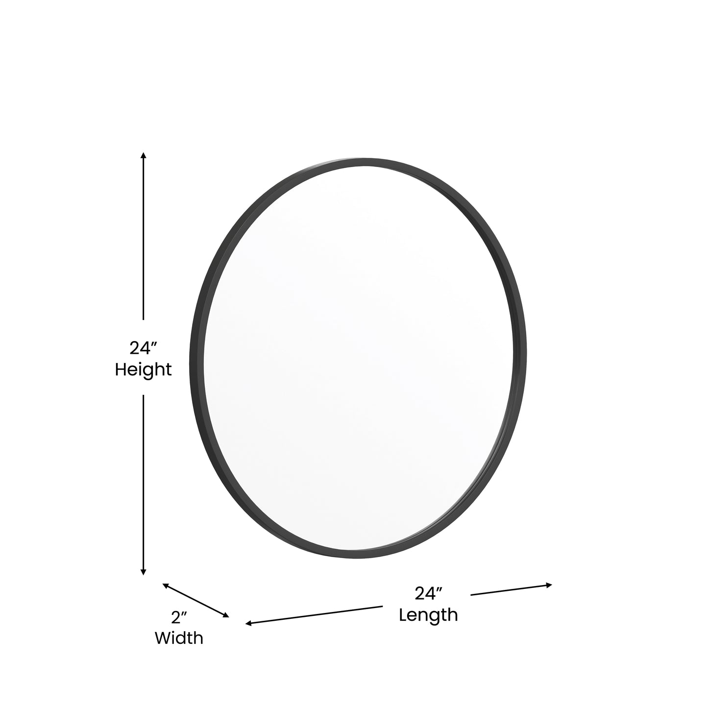 Julianne 24" Round Black Metal Framed Wall Mirror - Large Accent Mirror for Bathroom, Vanity, Entryway, Dining Room, & Living Room Black