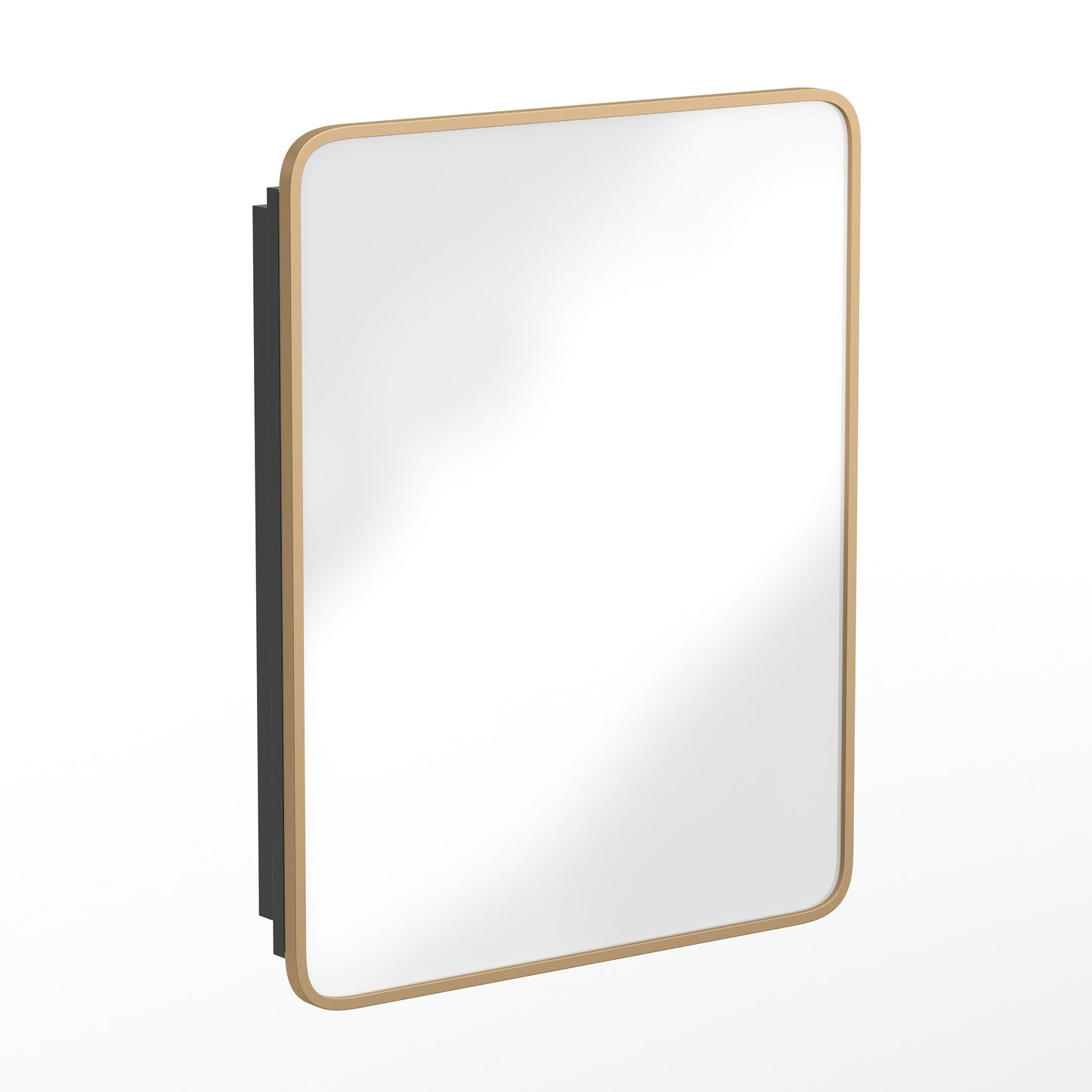 Jolie 24" x 30" Recessed Bathroom Medicine Cabinet with Rounded Beveled Mirror and Reversible Metal Frame in Gold Gold