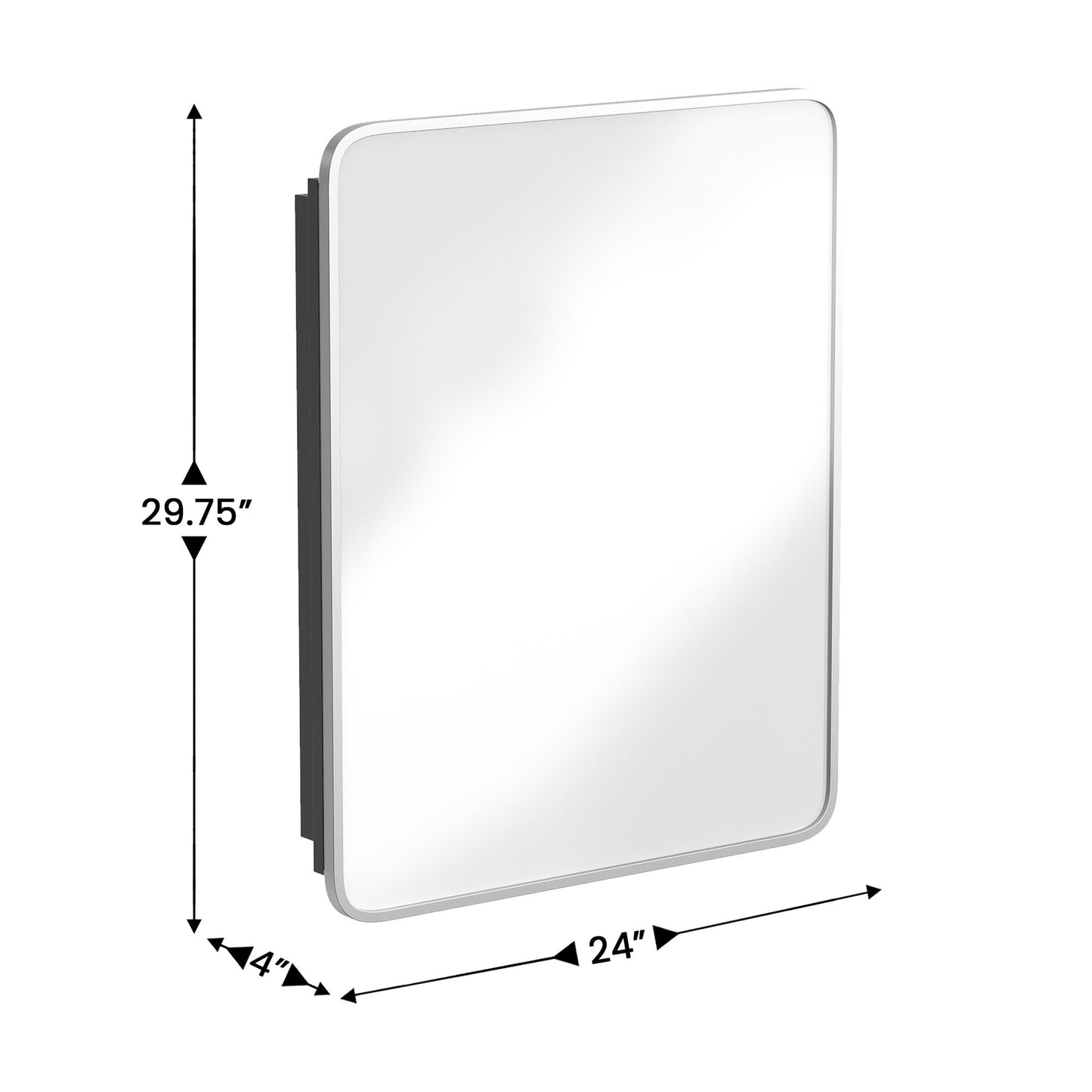Jolie 24" x 30" Recessed Bathroom Medicine Cabinet with Rounded Beveled Mirror and Reversible Metal Frame in Silver Silver HFKHD-FM23C0401-L-SLV-GG