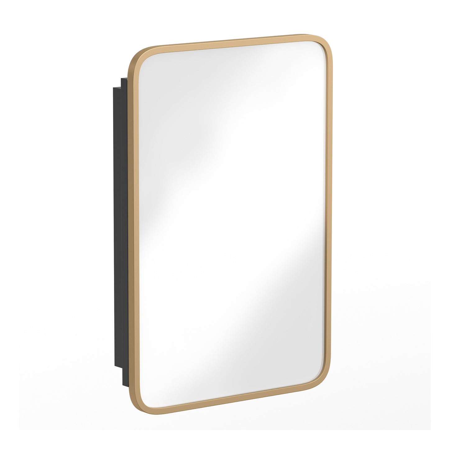 Jolie 16" x 24" Recessed Bathroom Medicine Cabinet with Rounded Beveled Mirror and Reversible Metal Frame in Gold Gold