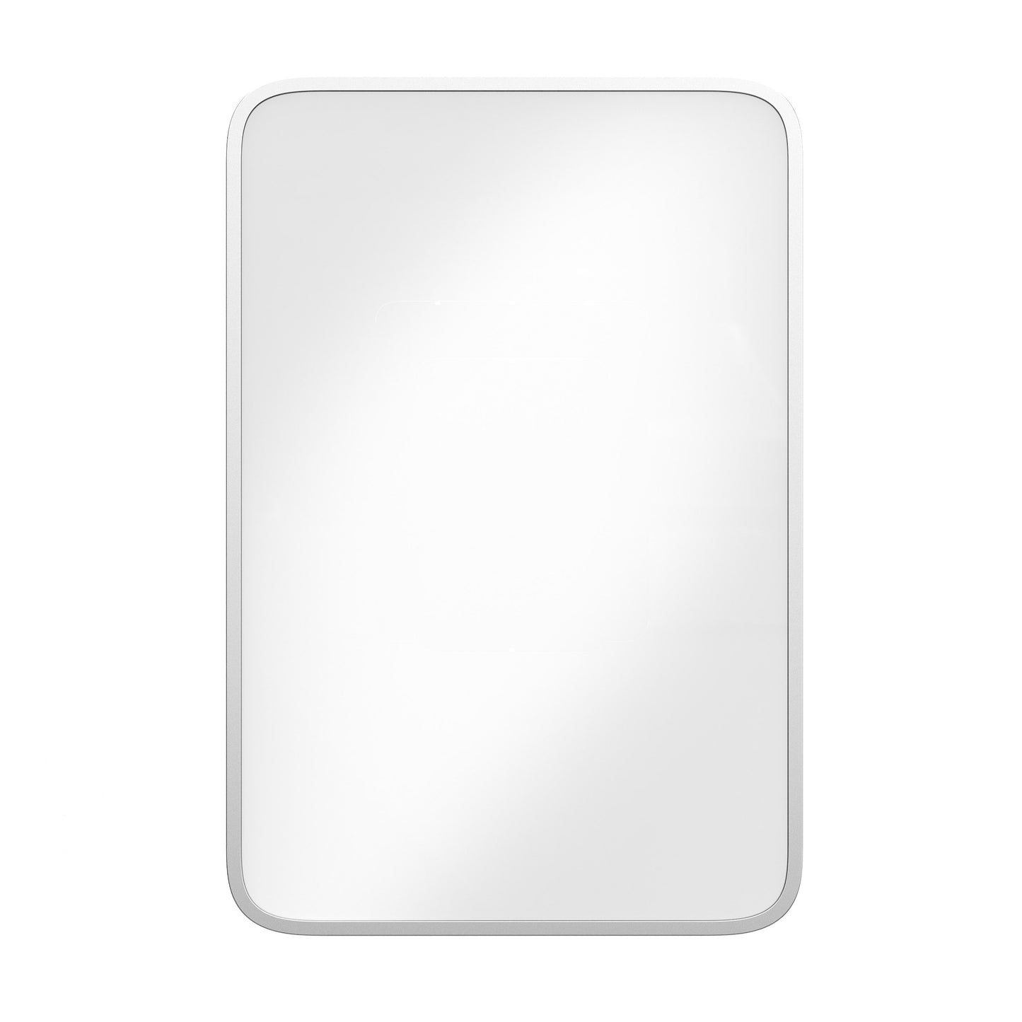 Jolie 16" x 24" Recessed Bathroom Medicine Cabinet with Rounded Beveled Mirror and Reversible Metal Frame in Silver Silver