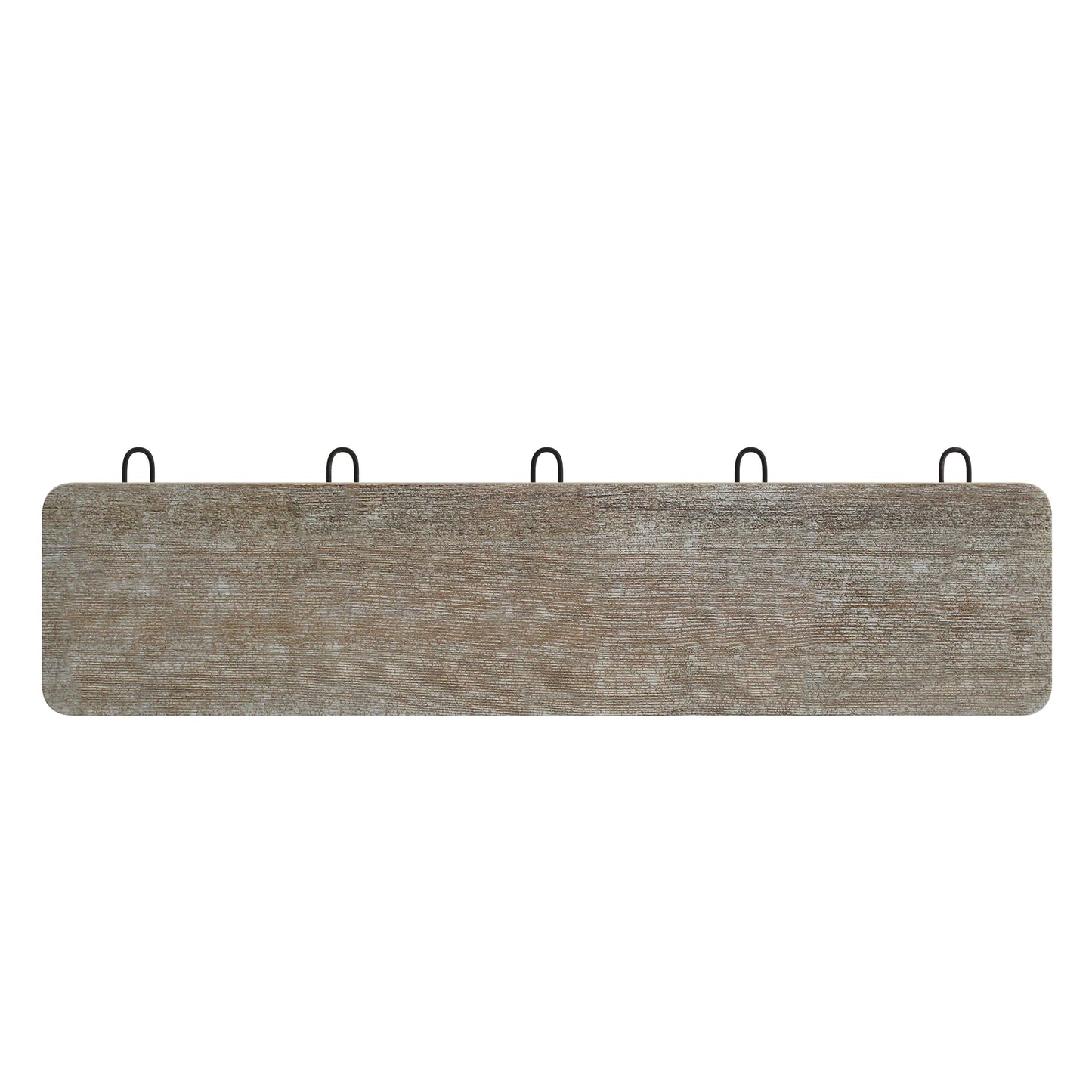 Daly Wall Mounted 24 Inch Weathered Solid Pine Wood Storage Rack with 5 Hooks For Entryway, Kitchen, Bathroom Weathered Brown Wood HFKHD-GDI-CRE8-232315-GG