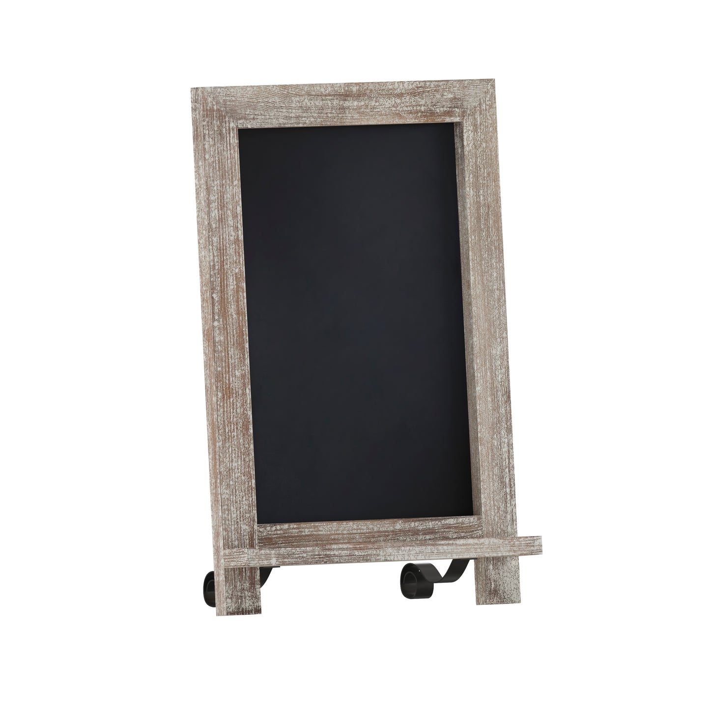 Canterbury 9.5" x 14" Weathered Tabletop Magnetic Chalkboard Sign with Metal Scrolled Legs, Hanging Wall Chalkboard, Countertop Memo Board Weathered Brown