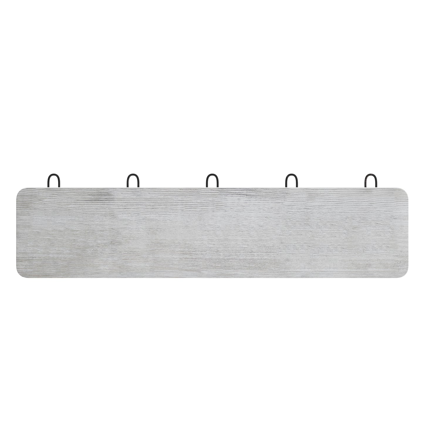 Daly Wall Mounted 24 Inch Whitewashed Solid Pine Wood Storage Rack with 5 Hooks For Entryway, Kitchen, Bathroom White Wash HFKHD-GDI-CRE8-332315-GG