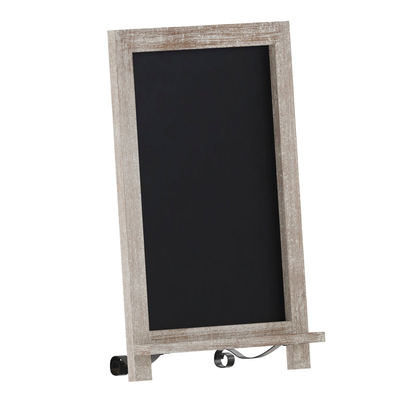 Canterbury 12" x 17" Weathered Tabletop Magnetic Chalkboard Sign with Metal Scrolled Legs, Hanging Wall Chalkboard, Countertop Memo Board Weathered Brown