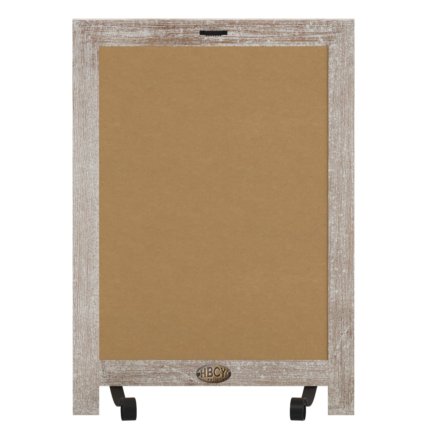 Canterbury 12" x 17" Weathered Tabletop Magnetic Chalkboard Sign with Metal Scrolled Legs, Hanging Wall Chalkboard, Countertop Memo Board Weathered Brown