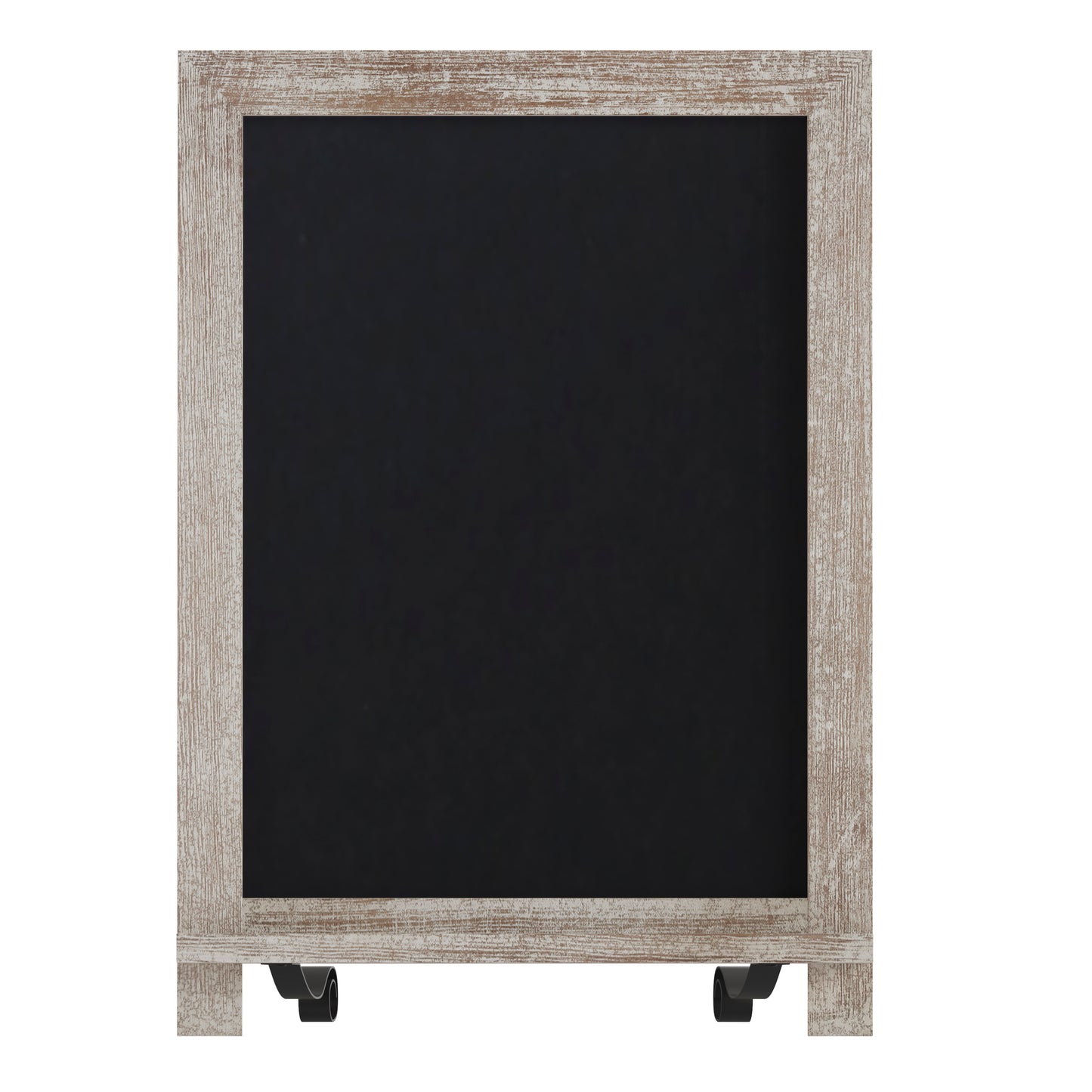 Canterbury 12" x 17" Weathered Tabletop Magnetic Chalkboard Sign with Metal Scrolled Legs, Hanging Wall Chalkboard, Countertop Memo Board Weathered Brown