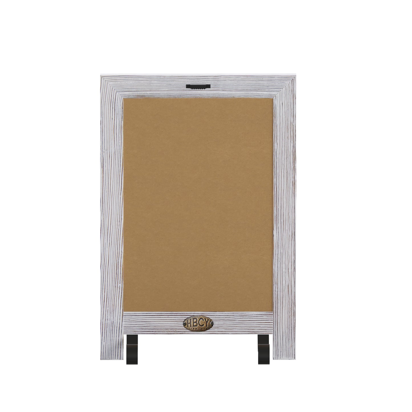 Canterbury 9.5" x 14" Whitewashed Tabletop Magnetic Chalkboard Sign with Metal Scrolled Legs, Hanging Wall Chalkboard, Countertop Memo Board White Wash
