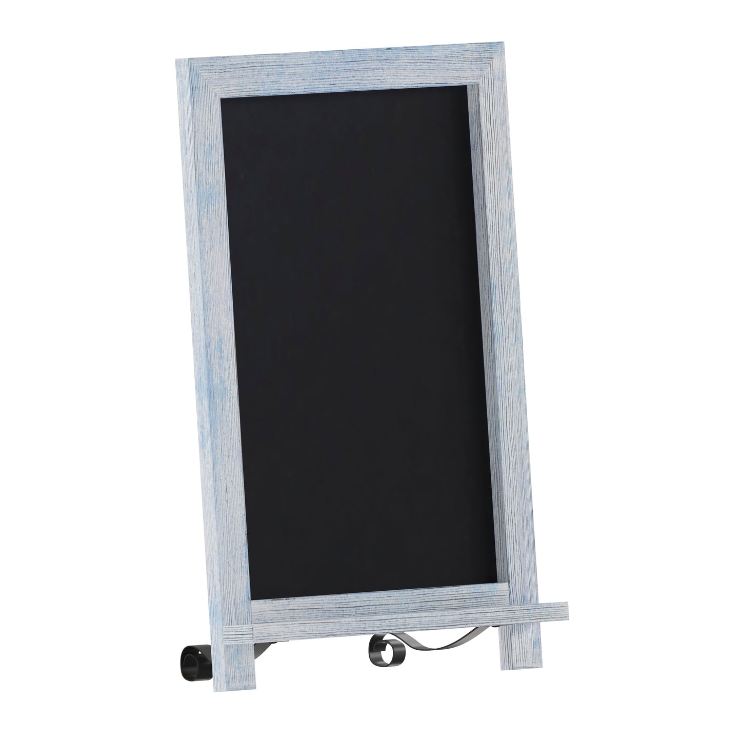 Canterbury 12" x 17" Rustic Blue Tabletop Magnetic Chalkboard Sign with Metal Scrolled Legs, Hanging Wall Chalkboard, Countertop Memo Board Rustic Blue