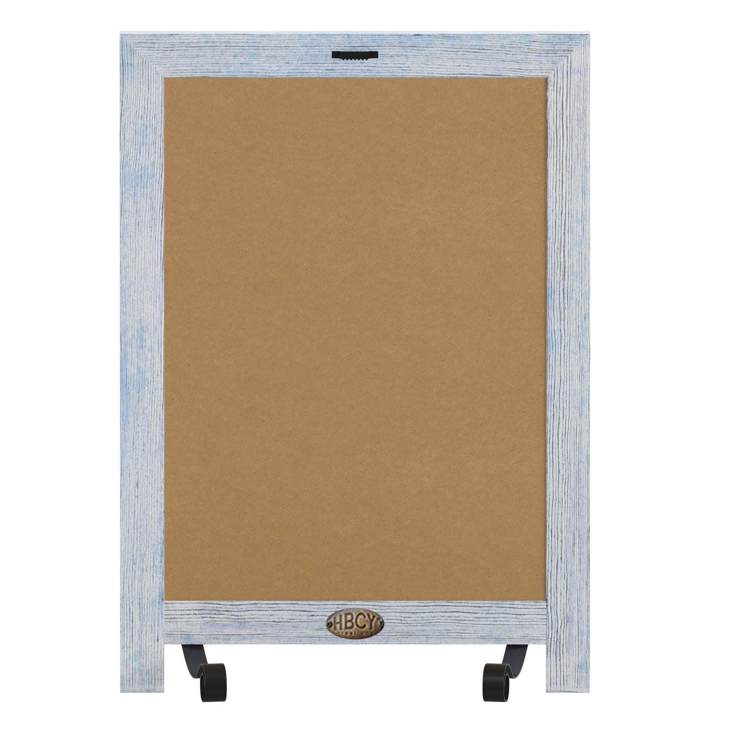 Canterbury 12" x 17" Rustic Blue Tabletop Magnetic Chalkboard Sign with Metal Scrolled Legs, Hanging Wall Chalkboard, Countertop Memo Board Rustic Blue