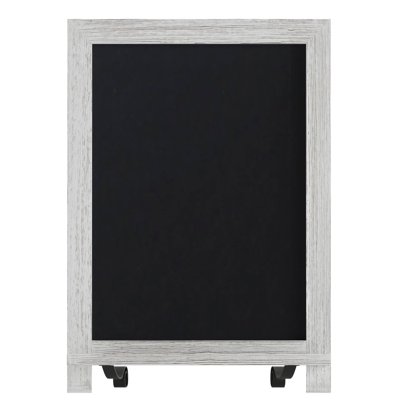 Canterbury 12" x 17" Whitewashed Tabletop Magnetic Chalkboard Sign with Metal Scrolled Legs, Hanging Wall Chalkboard, Countertop Memo Board White Wash
