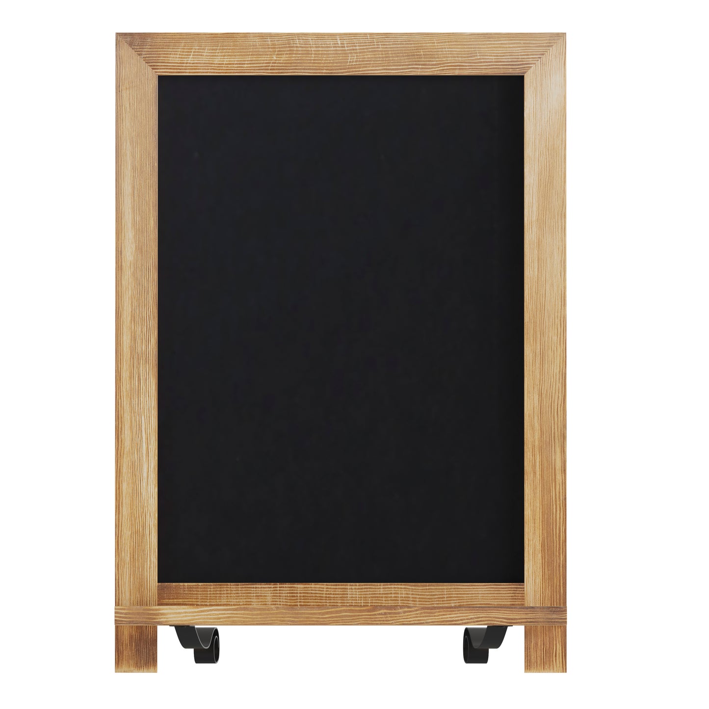 Canterbury 12" x 17" Torched Wood Tabletop Magnetic Chalkboard Sign with Metal Scrolled Legs, Hanging Wall Chalkboard, Countertop Memo Board Torched Brown HFKHD-GDIS-CRE8-622315-GG