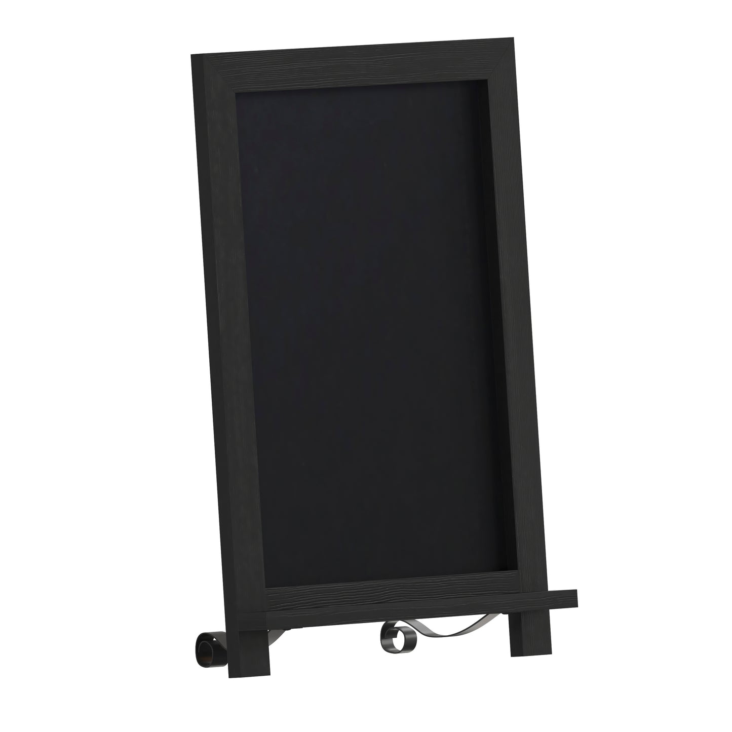 Canterbury 12" x 17" Black Tabletop Magnetic Chalkboard Sign with Metal Scrolled Legs, Hanging Wall Chalkboard, Countertop Memo Board Black