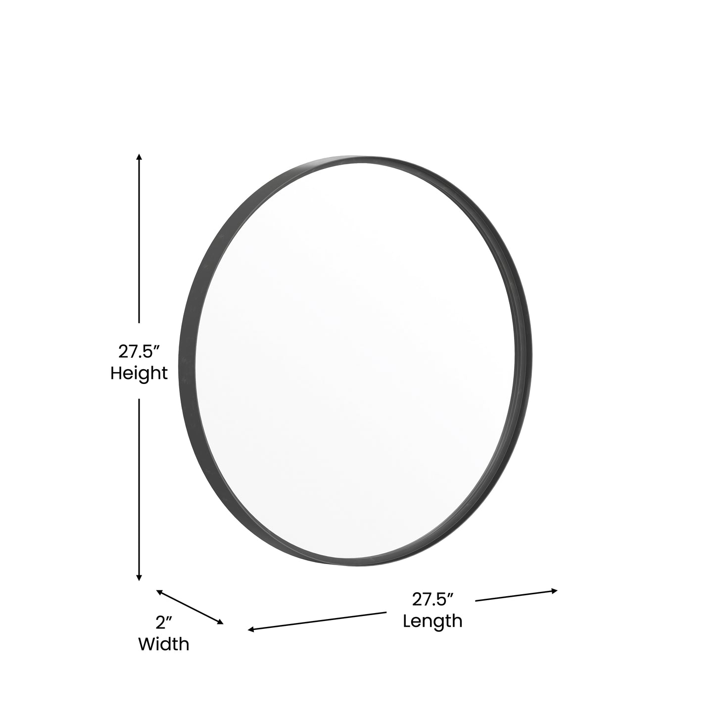 Jennifer 27.5" Round Black Metal Framed Wall Mirror - Large Accent Mirror for Bathroom, Vanity, Entryway, Dining Room, & Living Room Black