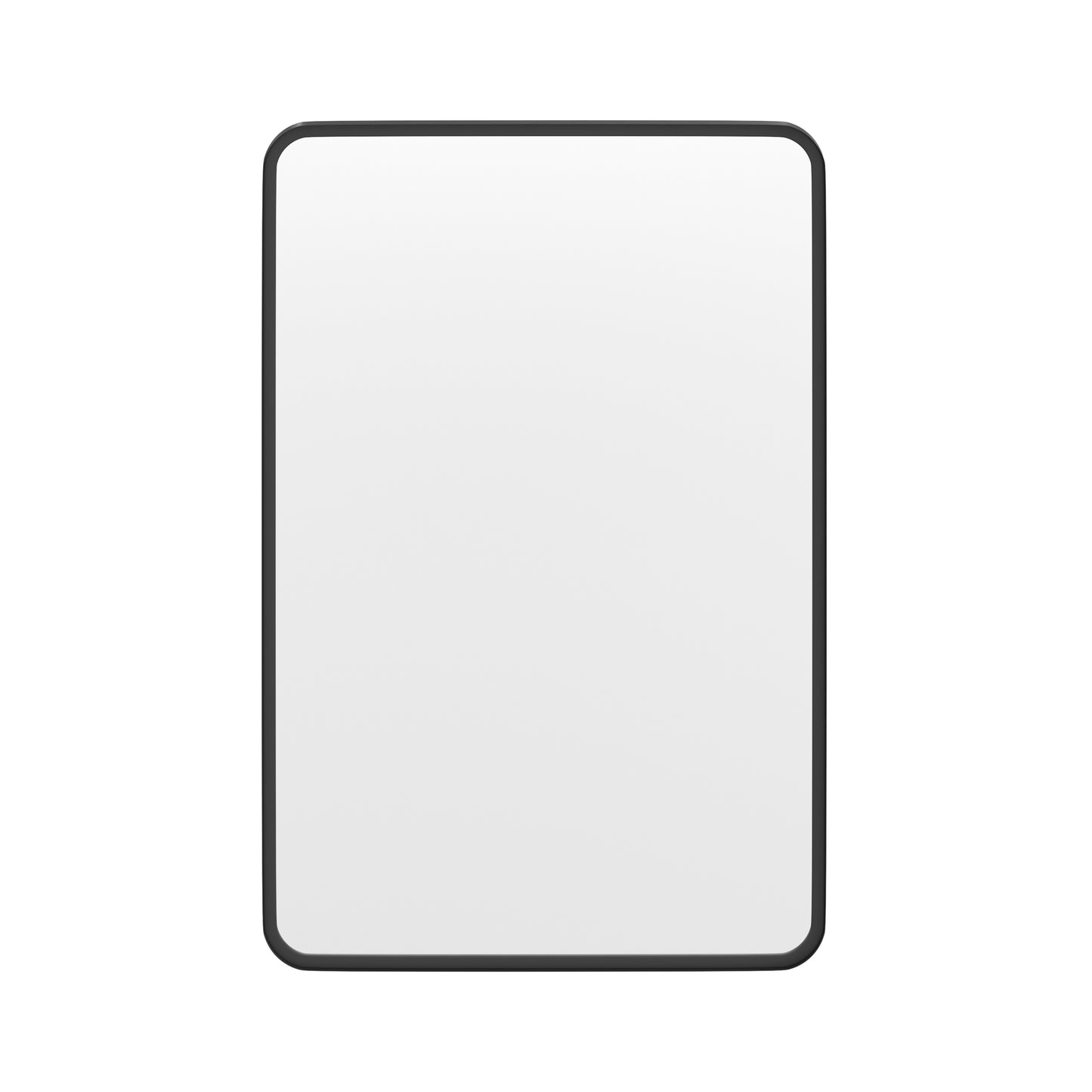 Janinne 20" x 30" Decorative Wall Mirror - Rounded Corners, Bathroom & Living Room Glass Mirror Hangs Horizontal Or Vertical, Matte Black Black