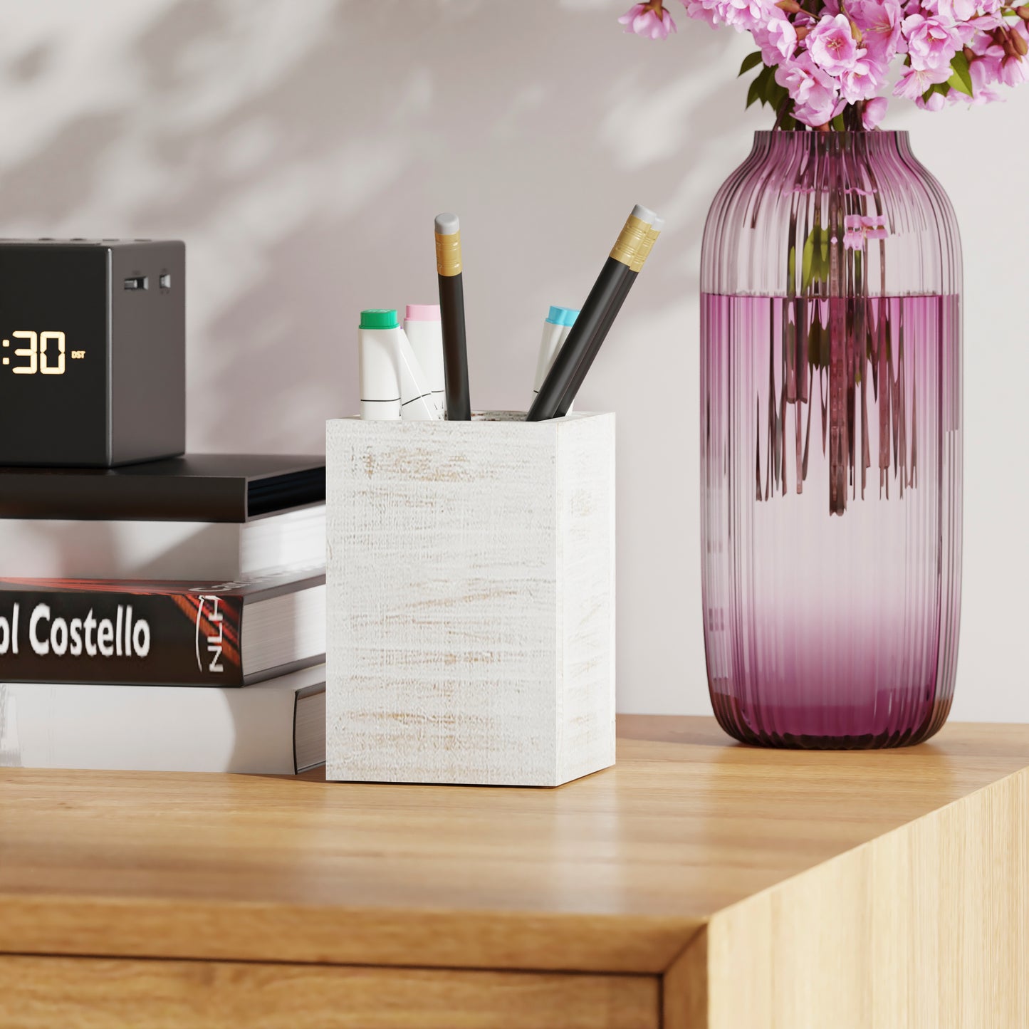 Comerford 3 Piece Wooden Organizer Set For Desktop, Table Top, or Vanity in Whitewashed White Wash