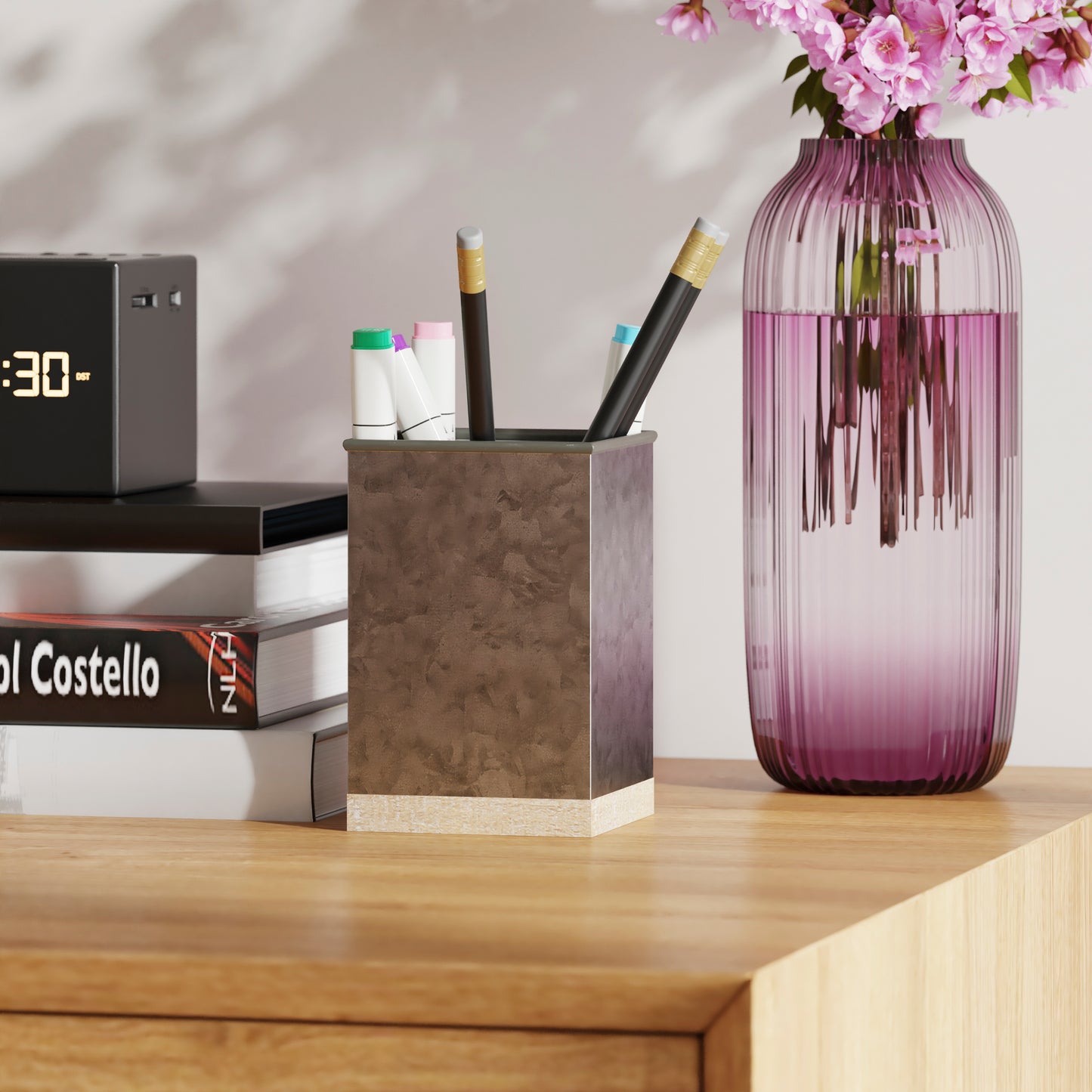 Comerford 3 Piece Galvanized Finish Metal and Rustic Wood Organizer Set For Desktop, Countertop, or Vanity Galvanized
