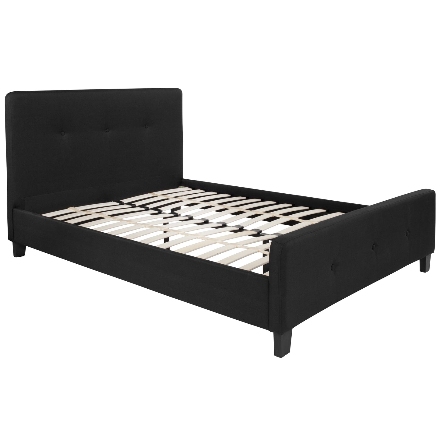 Tribeca Full Size Tufted Upholstered Platform Bed in Black Fabric Black