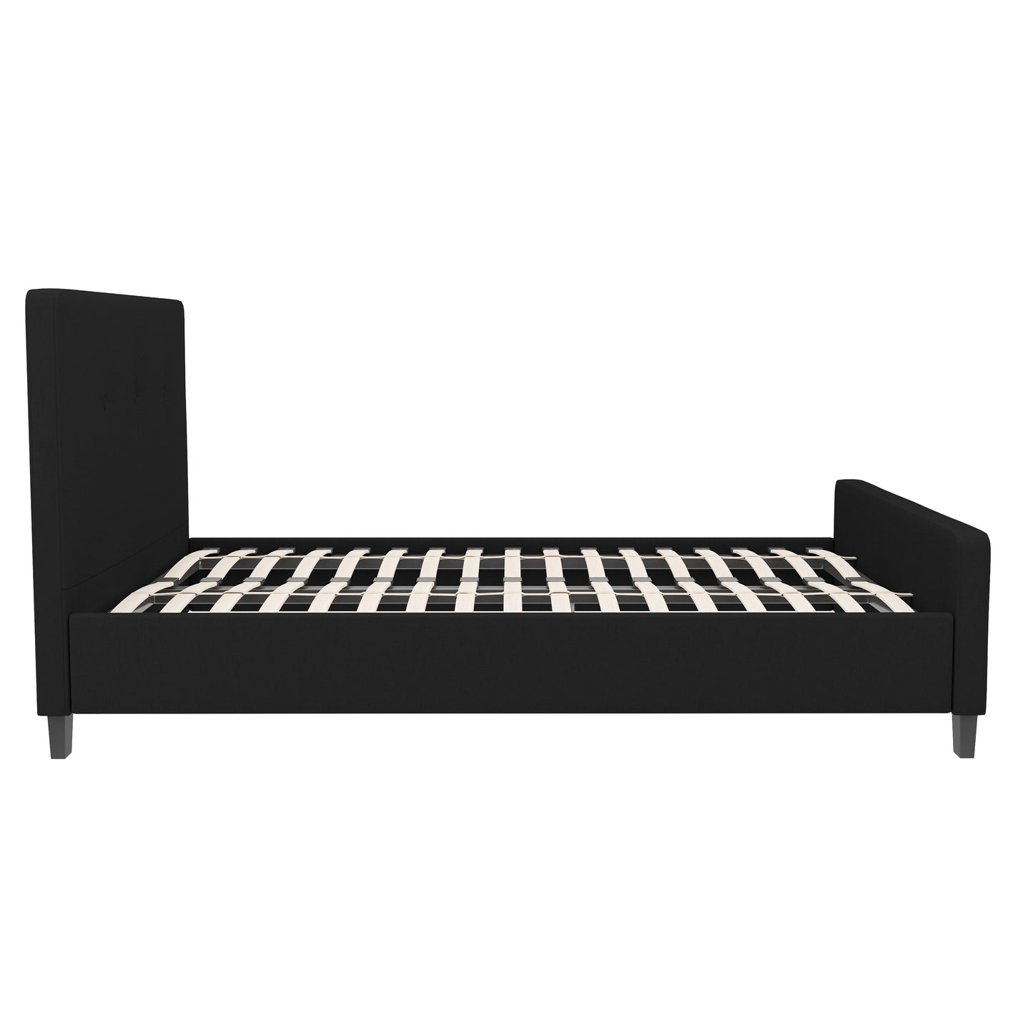 Tribeca Full Size Tufted Upholstered Platform Bed in Black Fabric Black