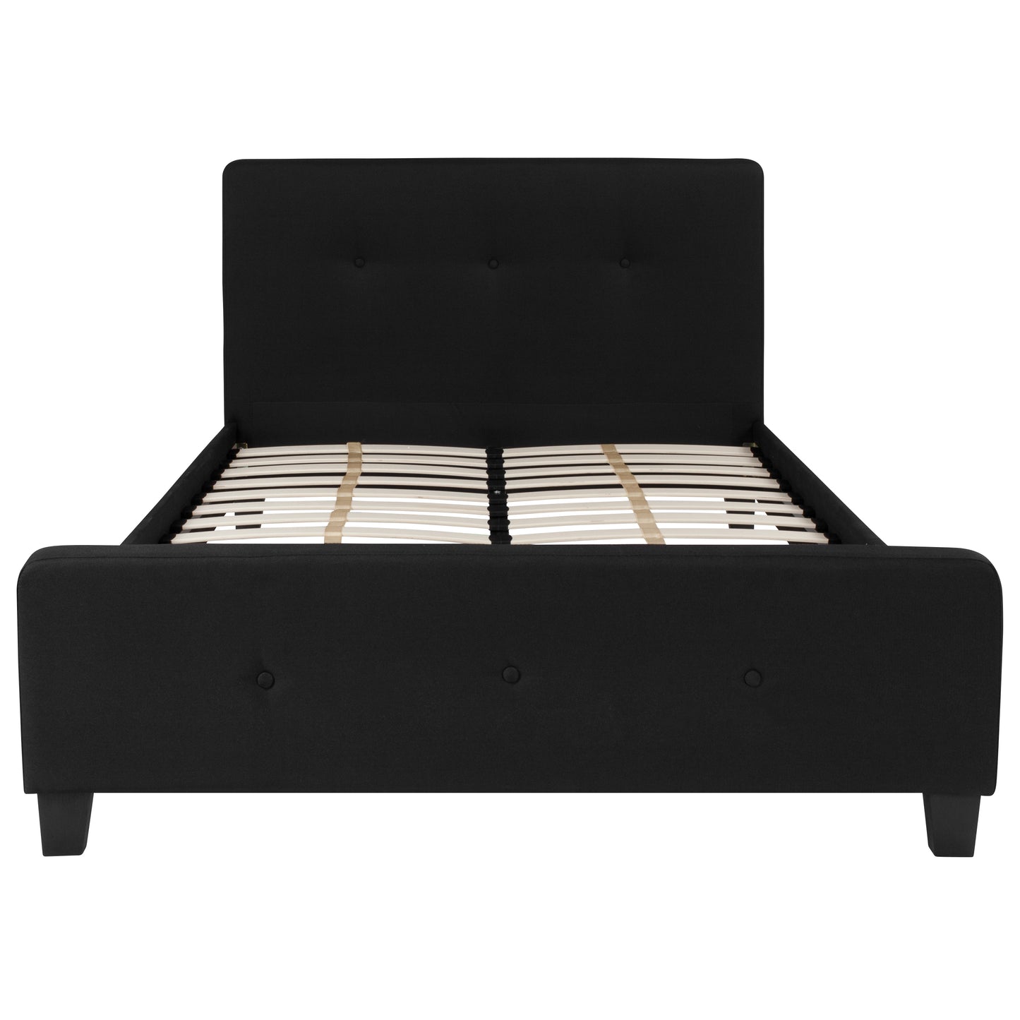 Tribeca Full Size Tufted Upholstered Platform Bed in Black Fabric Black