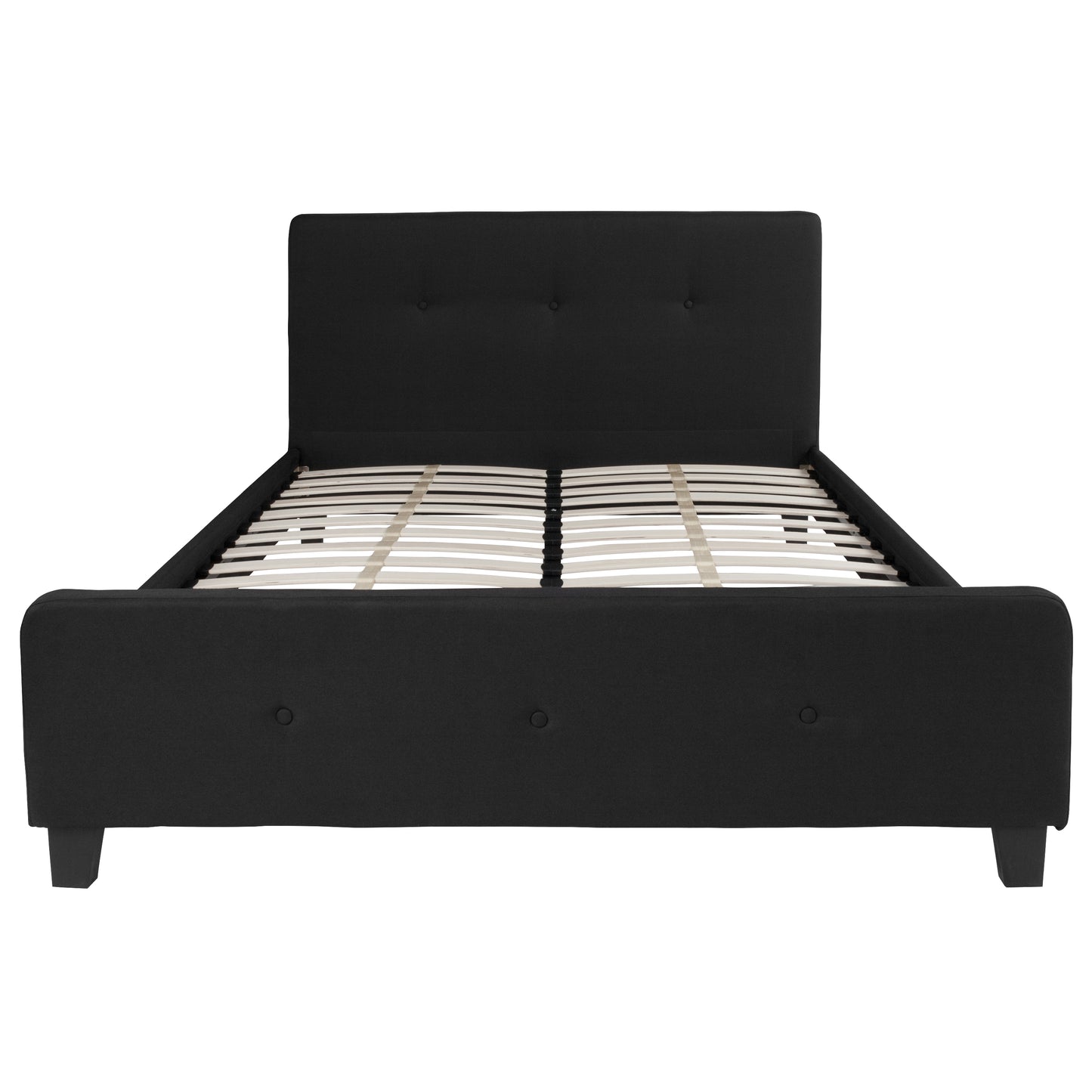 Tribeca Queen Size Tufted Upholstered Platform Bed in Black Fabric Black