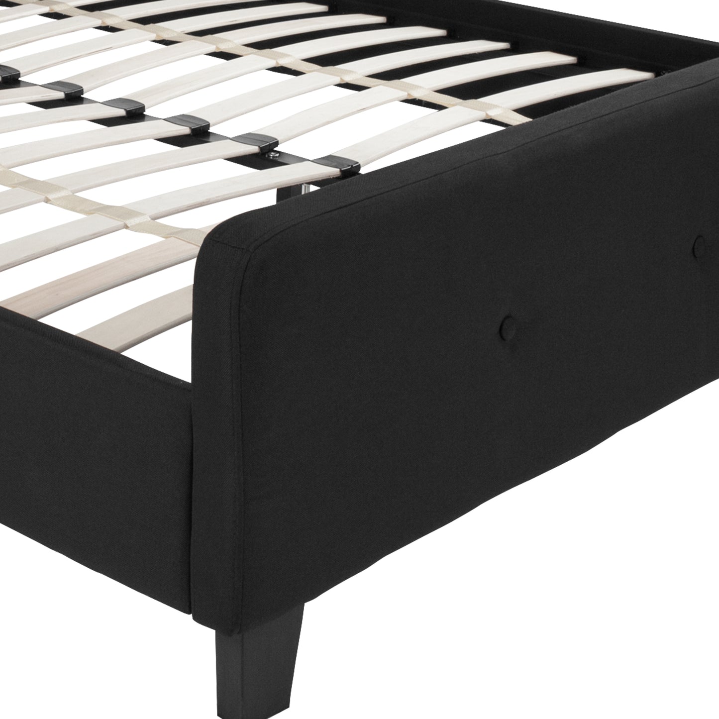 Tribeca Queen Size Tufted Upholstered Platform Bed in Black Fabric Black