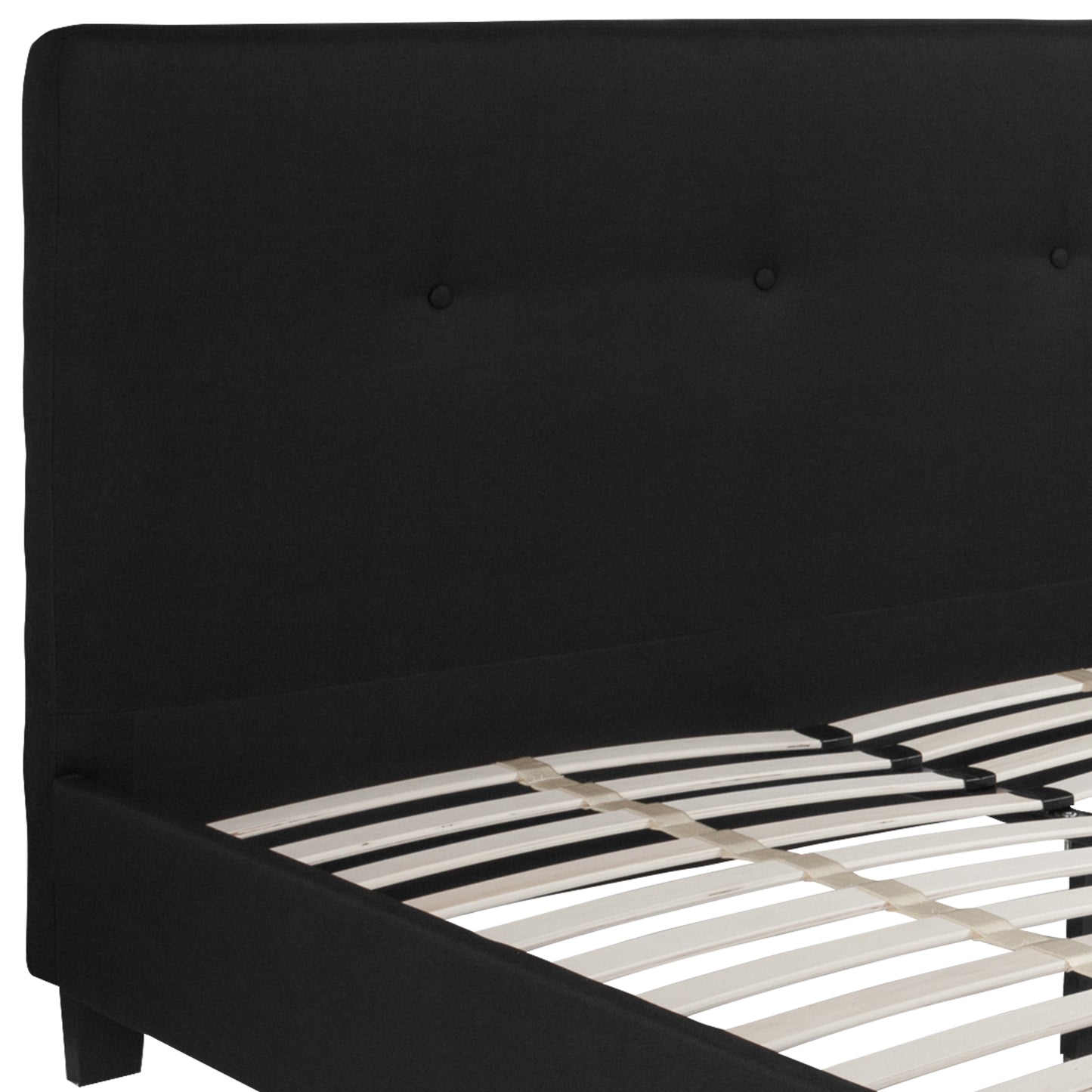 Tribeca Queen Size Tufted Upholstered Platform Bed in Black Fabric Black