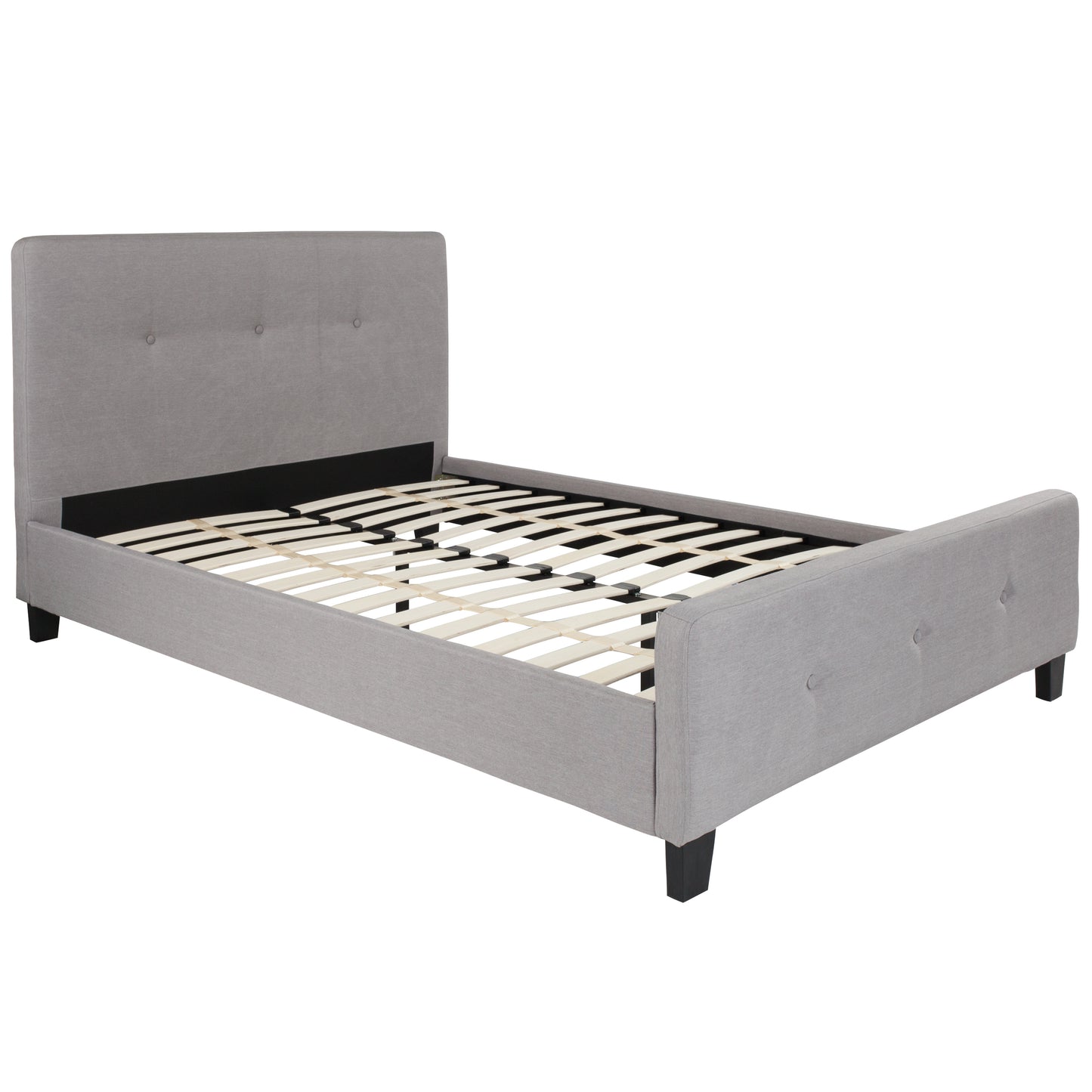 Tribeca Full Size Tufted Upholstered Platform Bed in Light Gray Fabric Light Gray