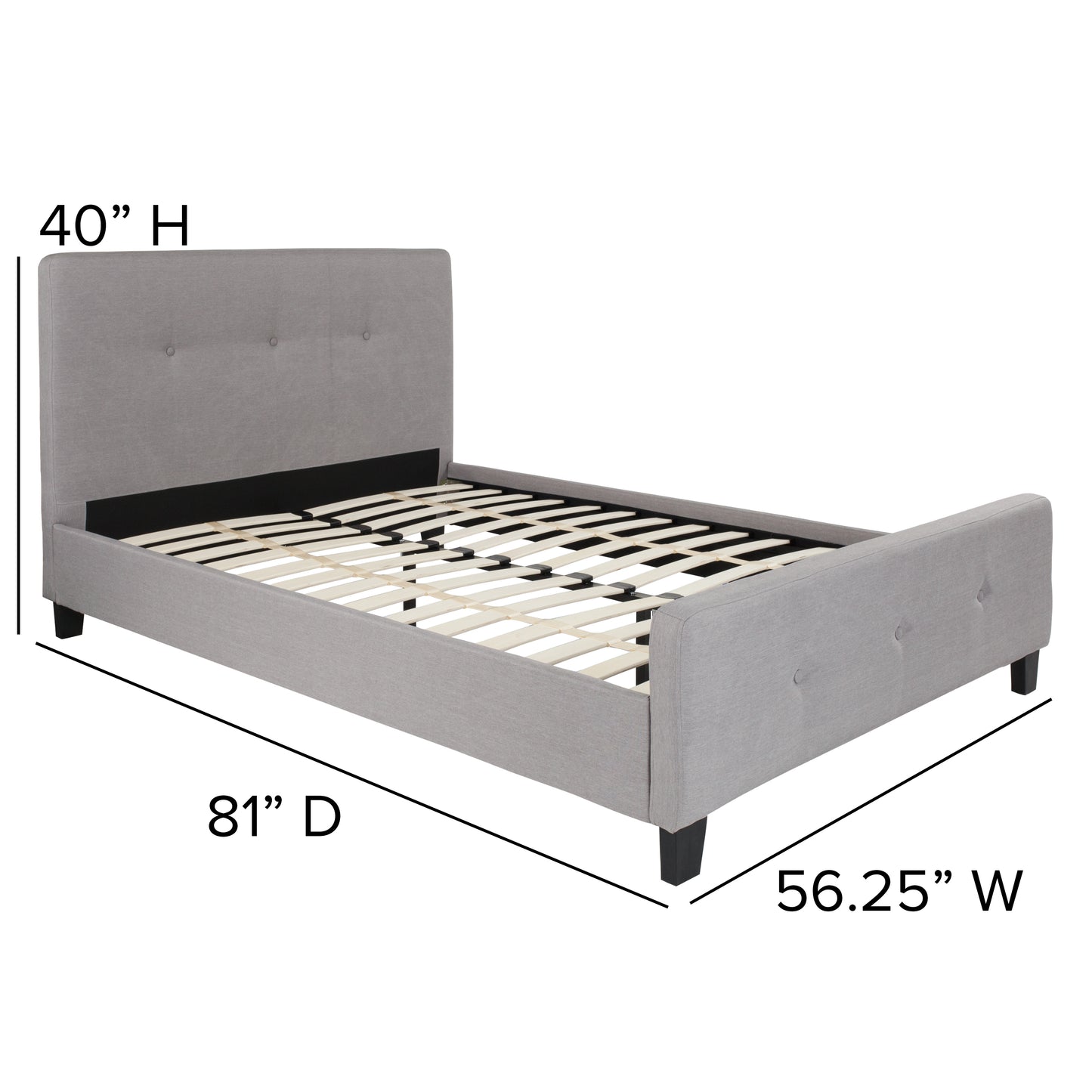Tribeca Full Size Tufted Upholstered Platform Bed in Light Gray Fabric Light Gray