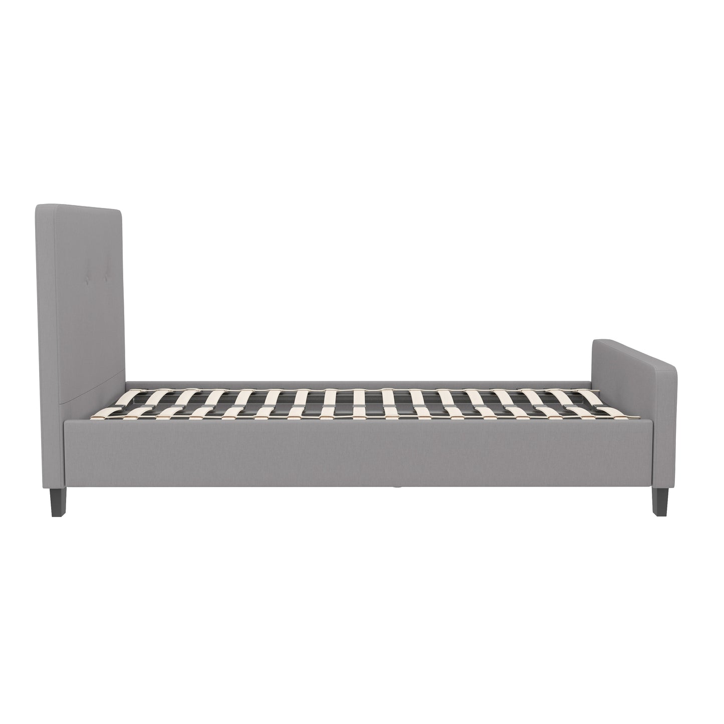 Tribeca Full Size Tufted Upholstered Platform Bed in Light Gray Fabric Light Gray
