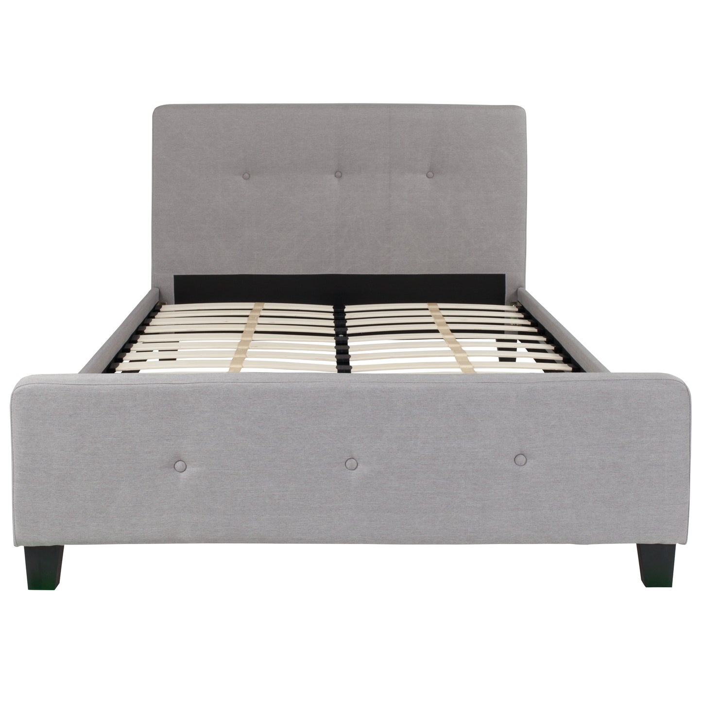 Tribeca Full Size Tufted Upholstered Platform Bed in Light Gray Fabric Light Gray