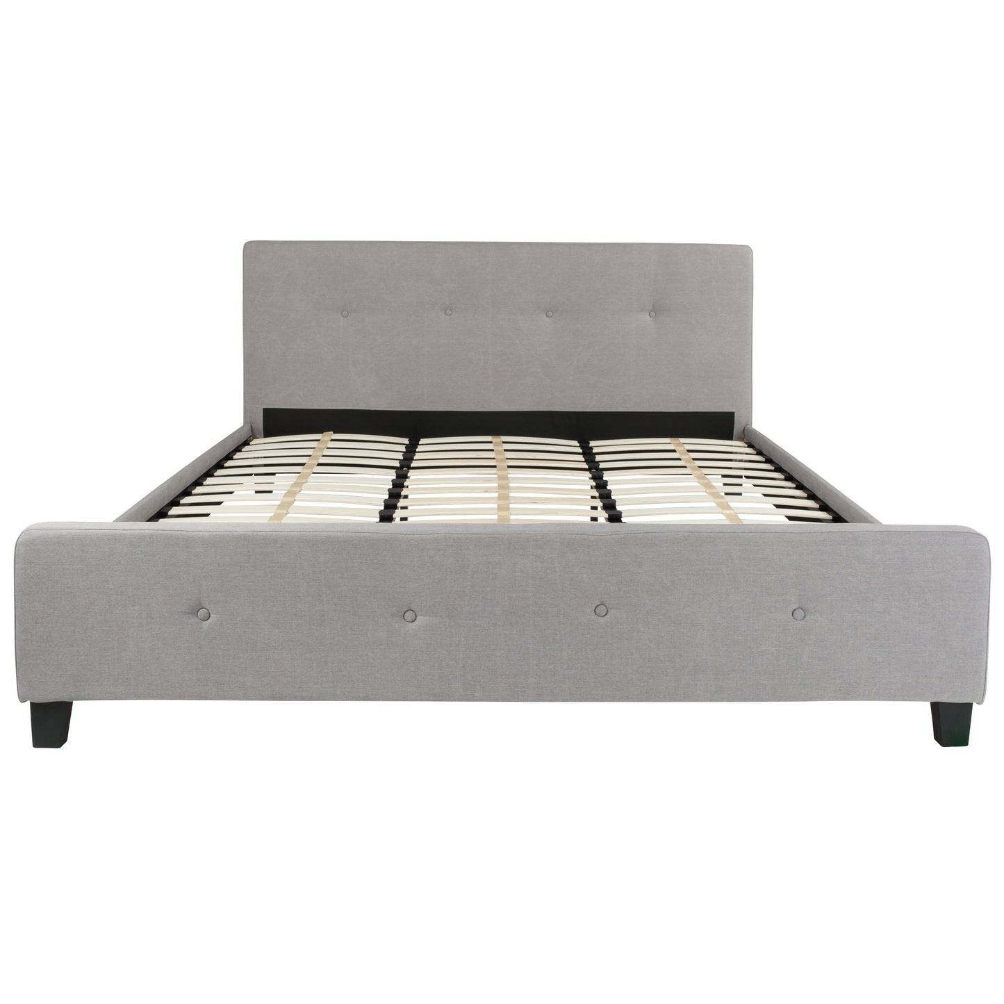 Tribeca King Size Tufted Upholstered Platform Bed in Light Gray Fabric Light Gray