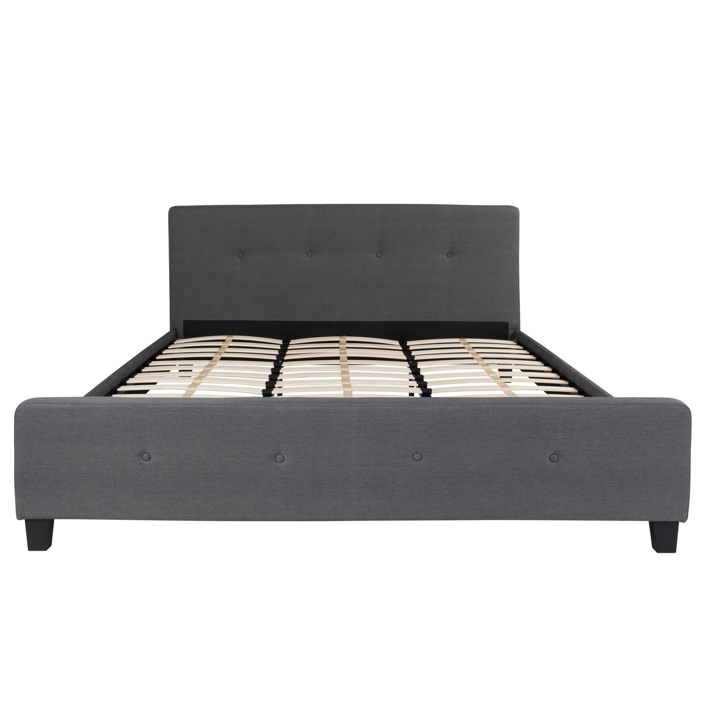 Tribeca King Size Tufted Upholstered Platform Bed in Dark Gray Fabric Dark Gray