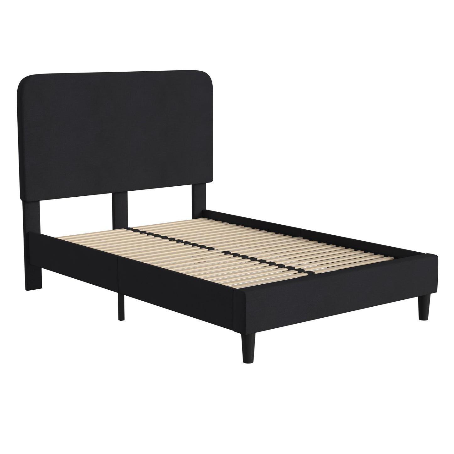 Addison Charcoal Full Fabric Upholstered Platform Bed - Headboard with Rounded Edges - No Box Spring or Foundation Needed Charcoal