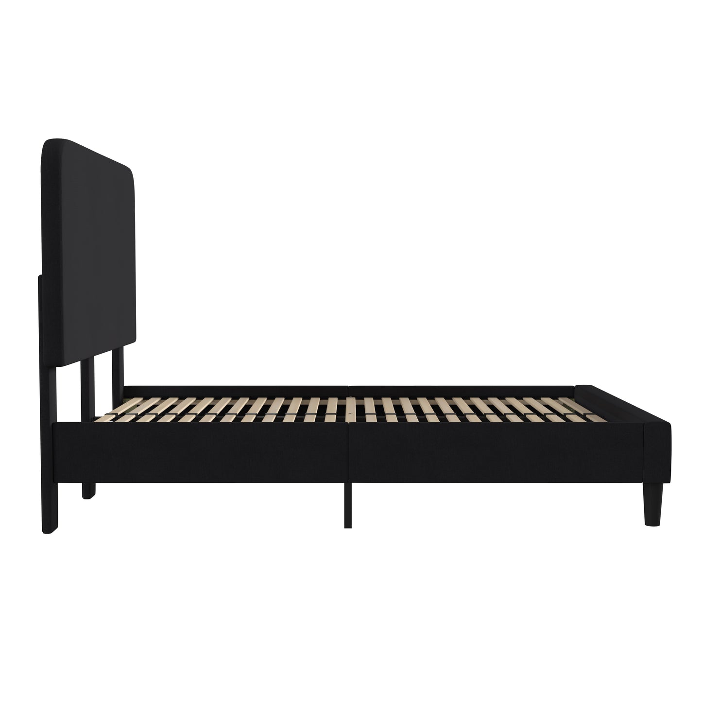 Addison Charcoal Full Fabric Upholstered Platform Bed - Headboard with Rounded Edges - No Box Spring or Foundation Needed Charcoal