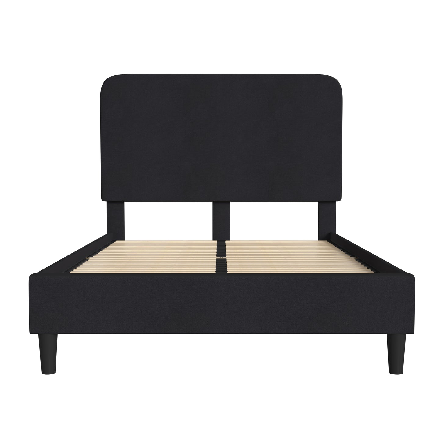Addison Charcoal Full Fabric Upholstered Platform Bed - Headboard with Rounded Edges - No Box Spring or Foundation Needed Charcoal