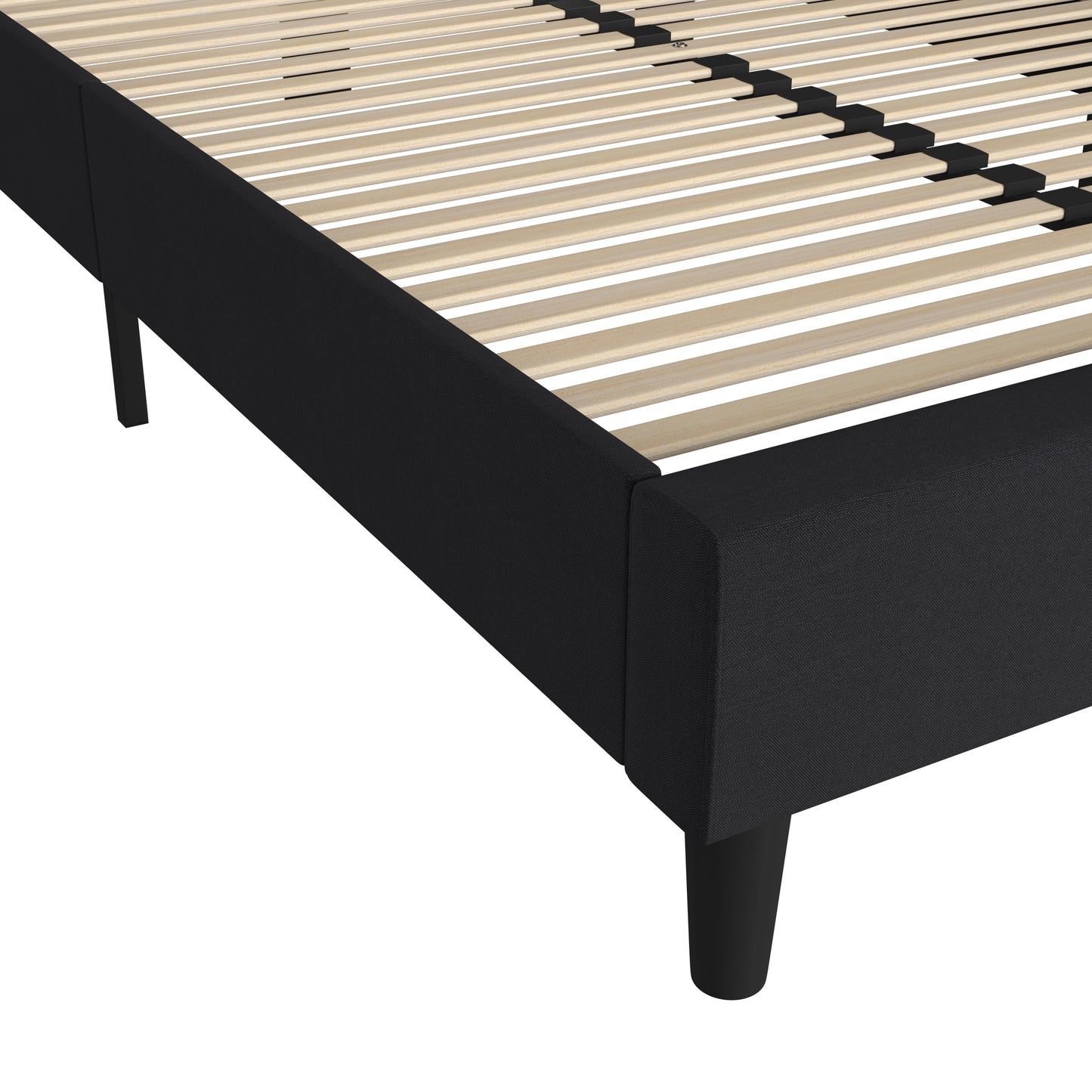 Addison Charcoal Full Fabric Upholstered Platform Bed - Headboard with Rounded Edges - No Box Spring or Foundation Needed Charcoal