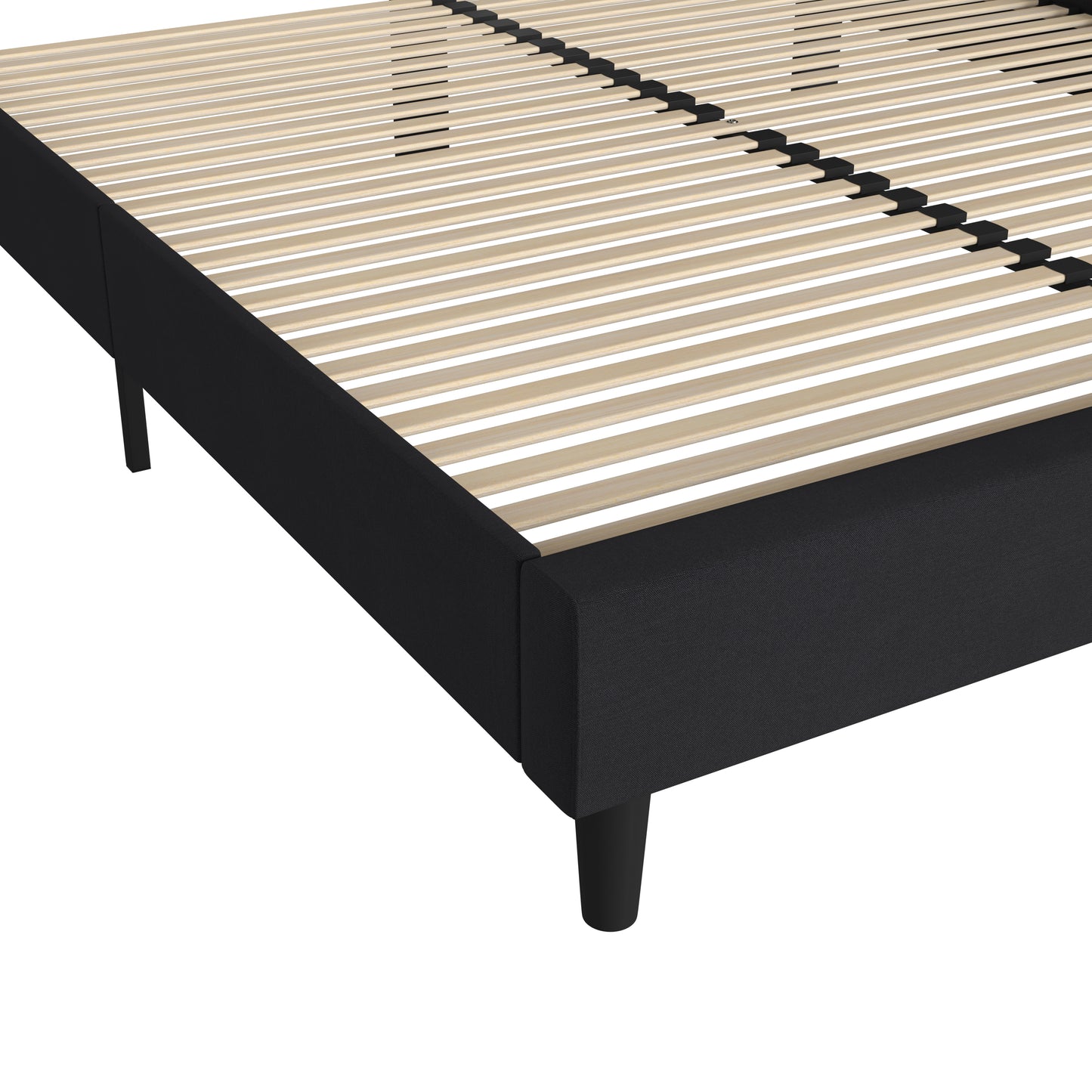 Addison Charcoal King Fabric Upholstered Platform Bed - Headboard with Rounded Edges - No Box Spring or Foundation Needed Charcoal