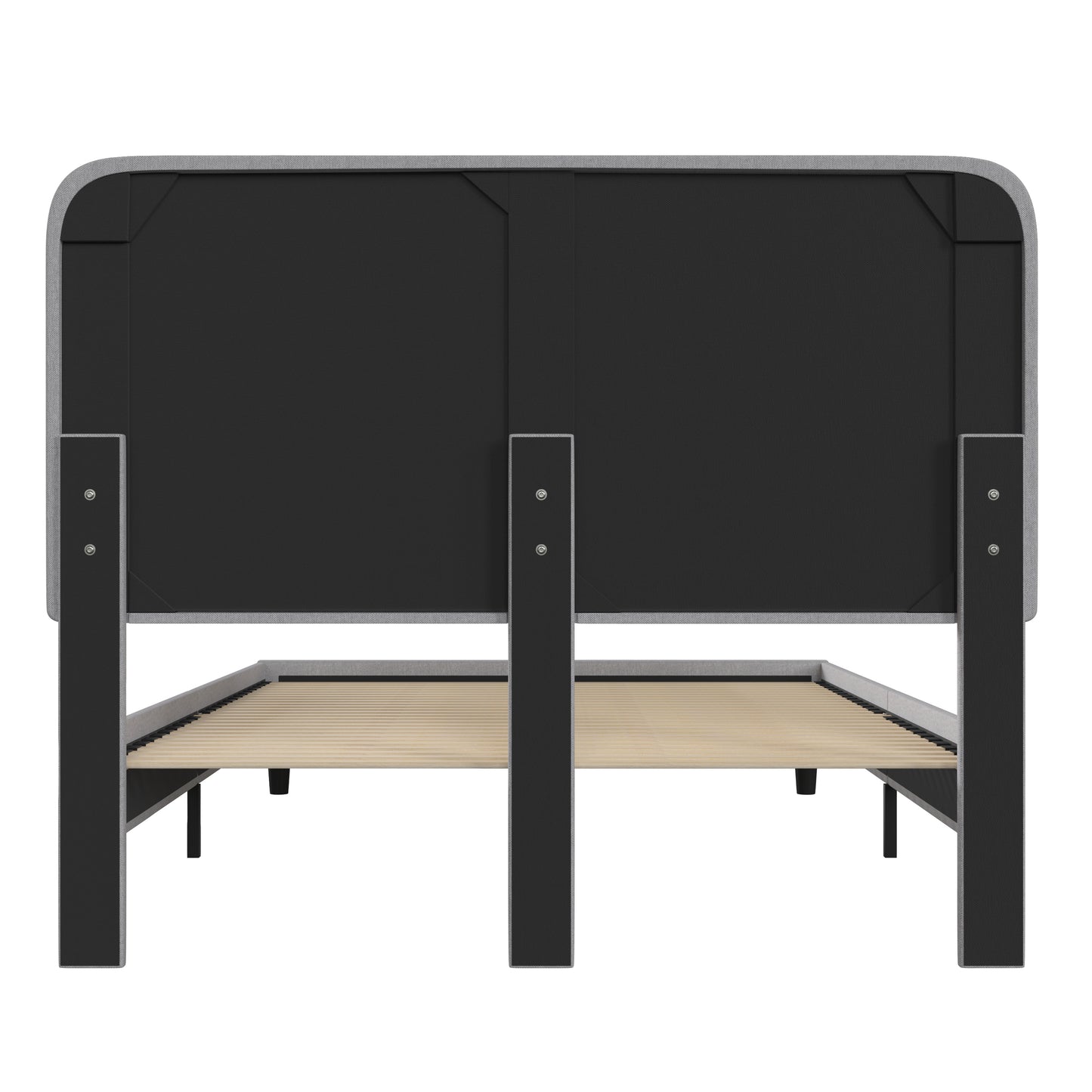 Addison Light Grey Queen Fabric Upholstered Platform Bed - Headboard with Rounded Edges - No Box Spring or Foundation Needed Light Grey