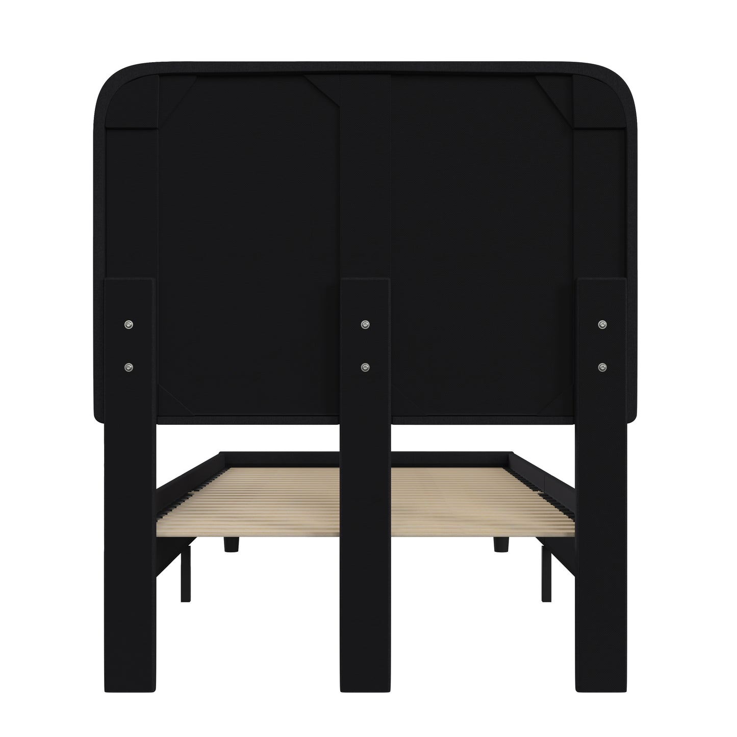 Addison Charcoal Twin Fabric Upholstered Platform Bed - Headboard with Rounded Edges - No Box Spring or Foundation Needed Charcoal