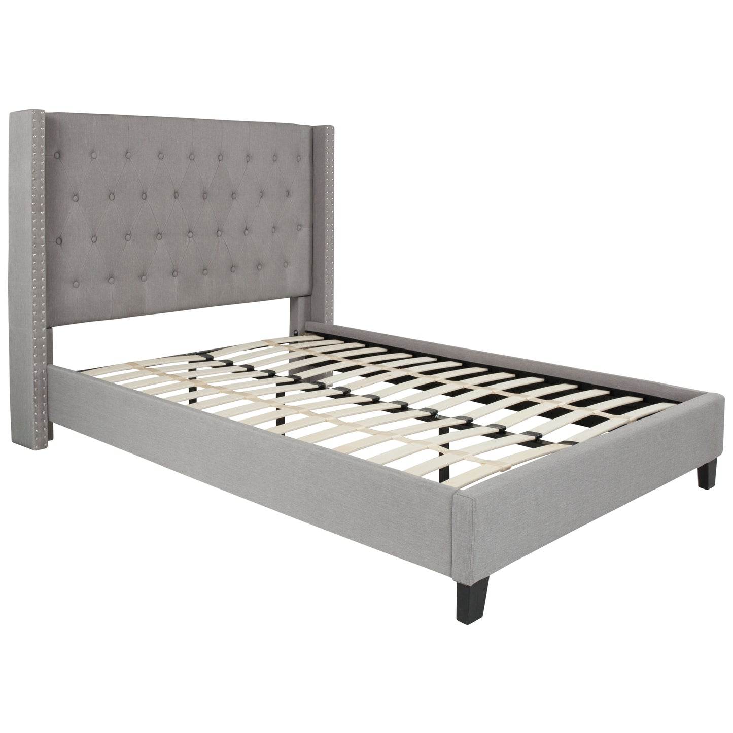 Riverdale Full Size Tufted Upholstered Platform Bed in Light Gray Fabric Light Gray