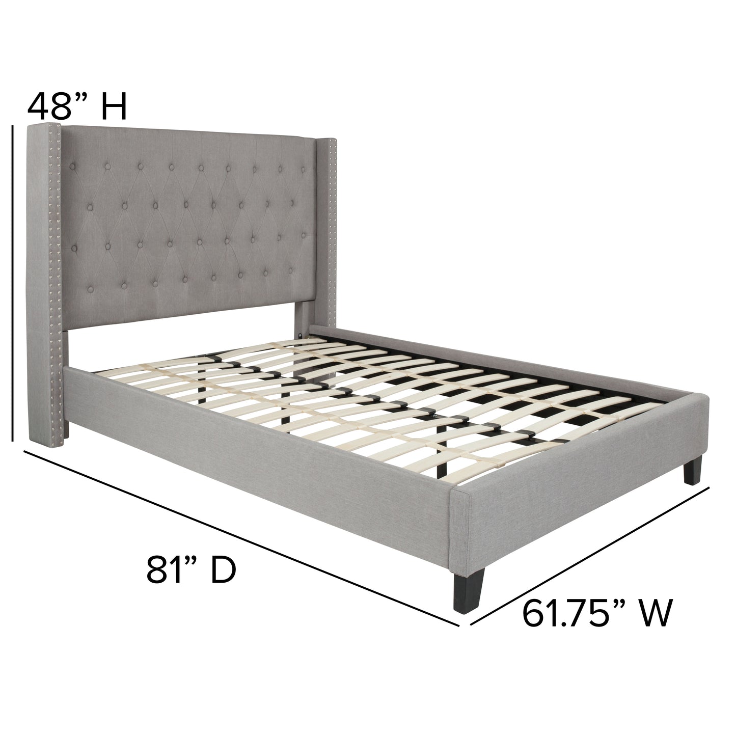 Riverdale Full Size Tufted Upholstered Platform Bed in Light Gray Fabric Light Gray