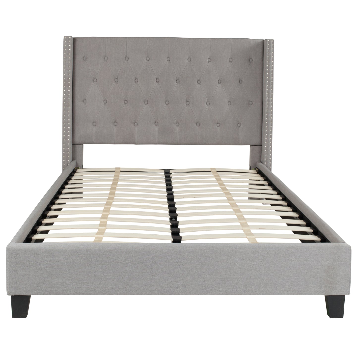 Riverdale Full Size Tufted Upholstered Platform Bed in Light Gray Fabric Light Gray