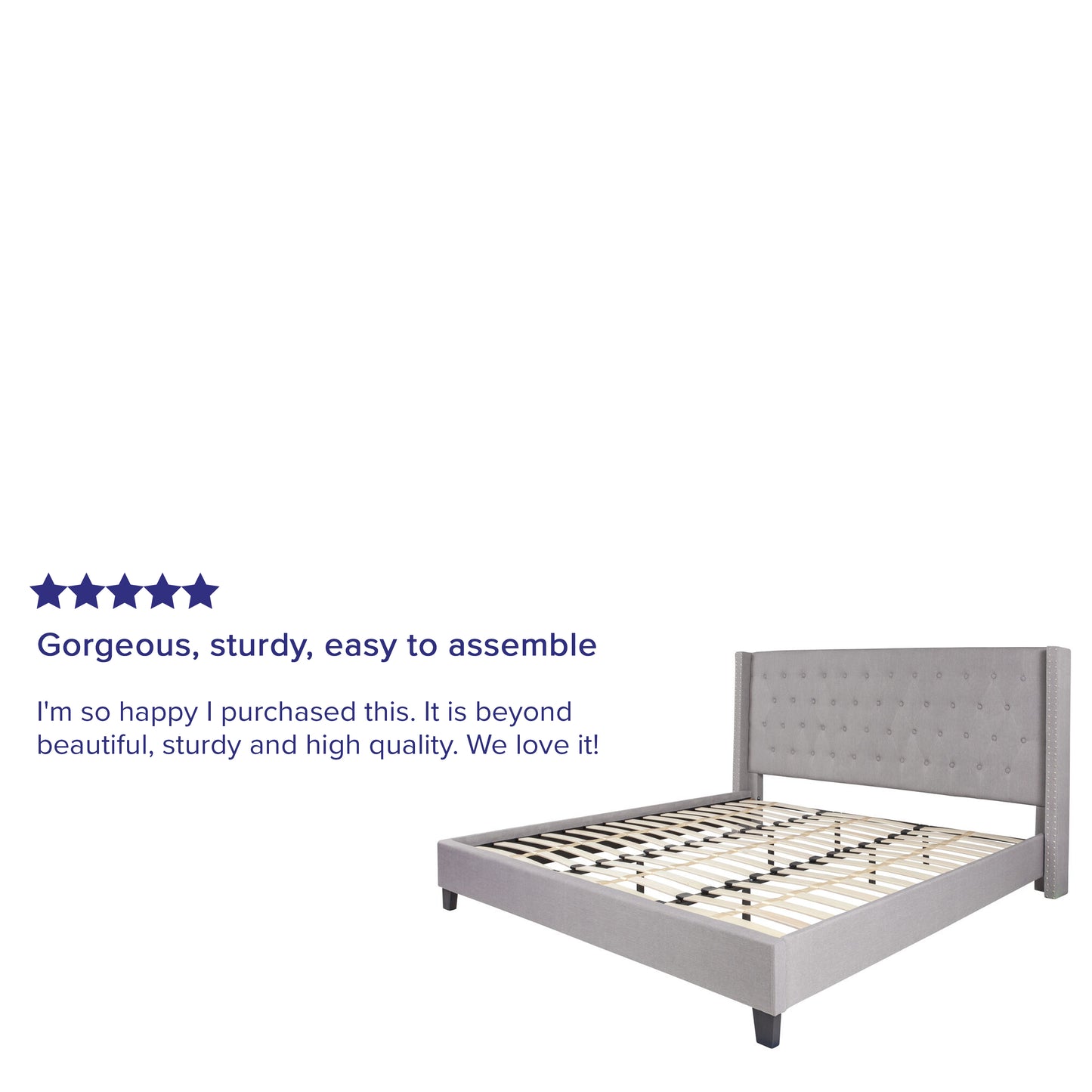 Riverdale King Size Tufted Upholstered Platform Bed in Light Gray Fabric Light Gray