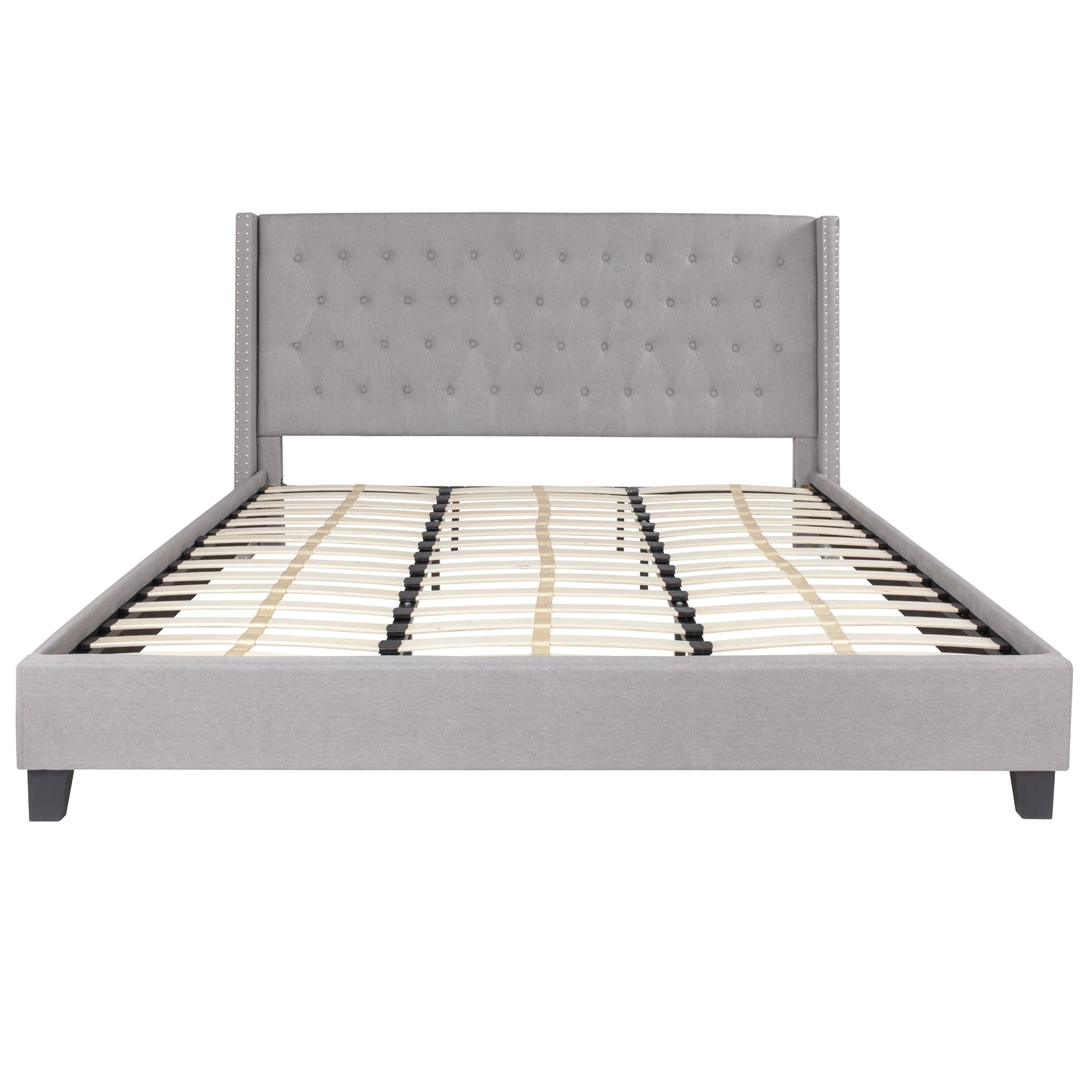 Riverdale King Size Tufted Upholstered Platform Bed in Light Gray Fabric Light Gray