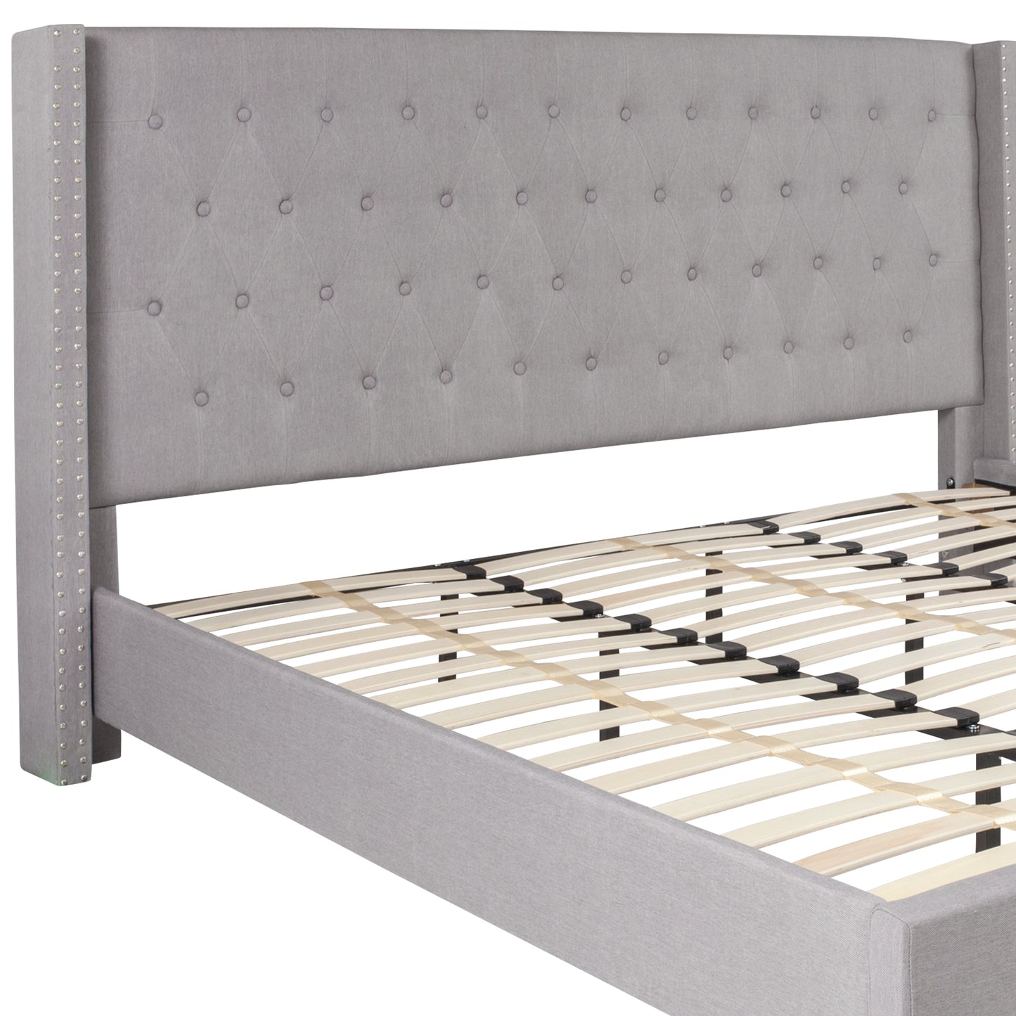Riverdale King Size Tufted Upholstered Platform Bed in Light Gray Fabric Light Gray